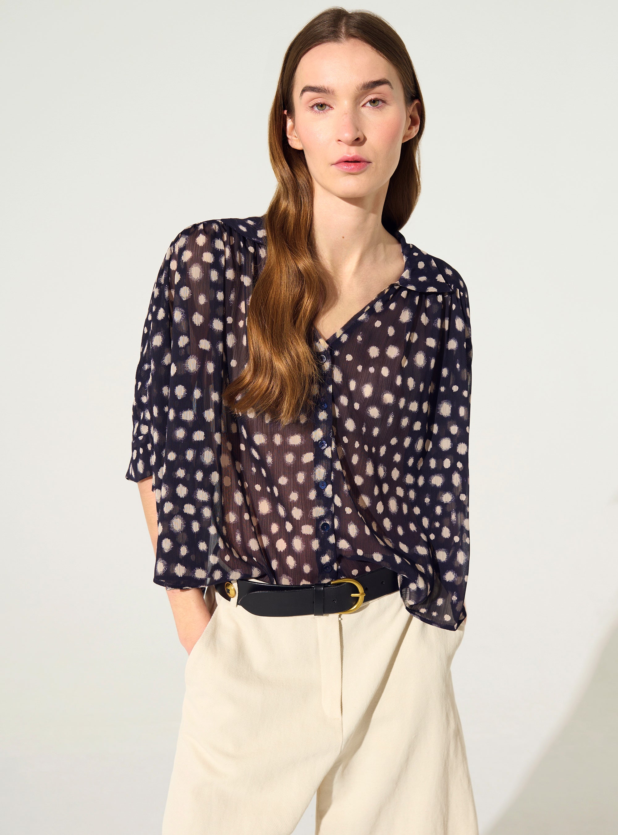 Oversized XXL shirt with purple house print