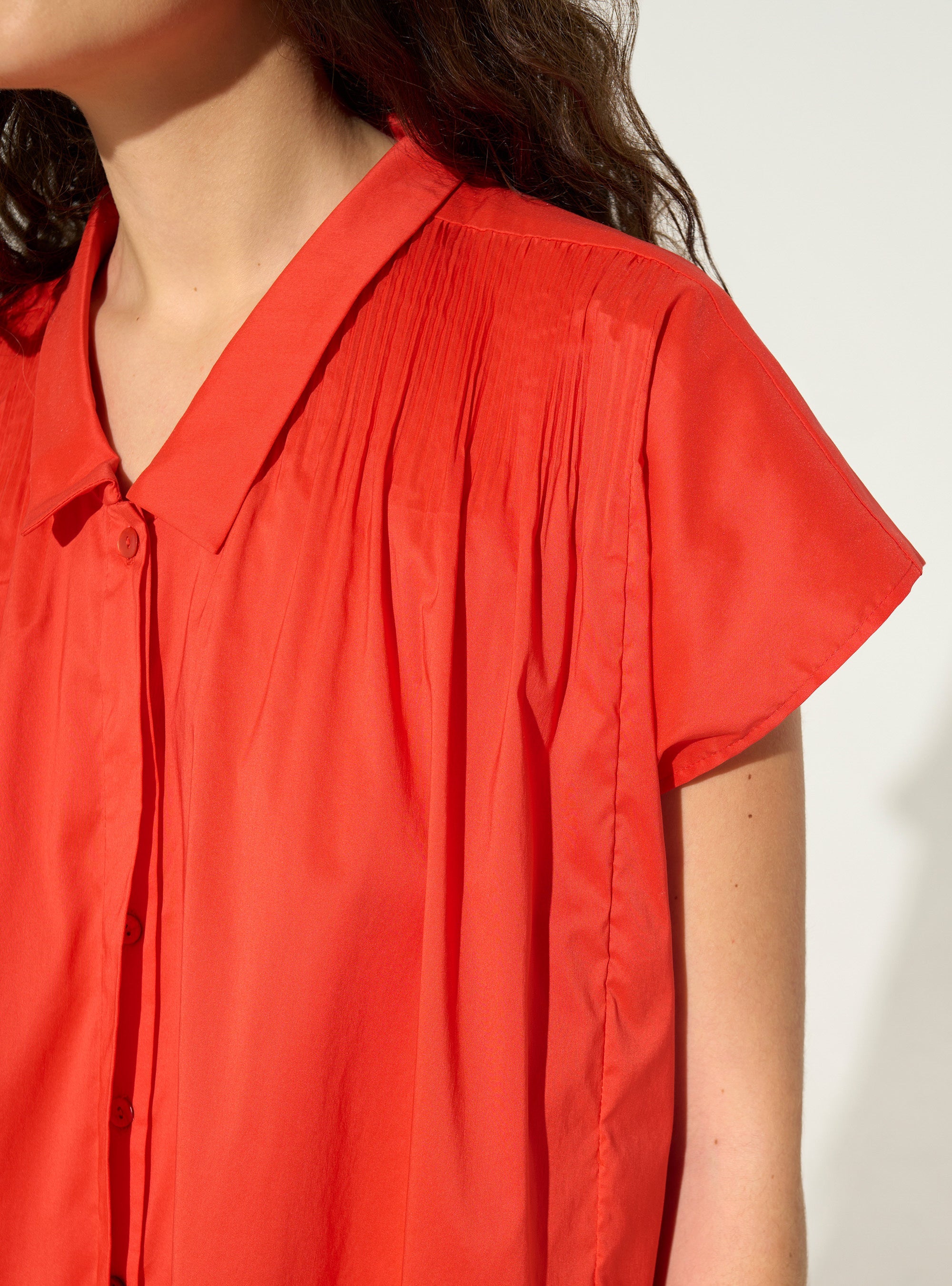 Chemise oversize xxl plissée en coton rouge