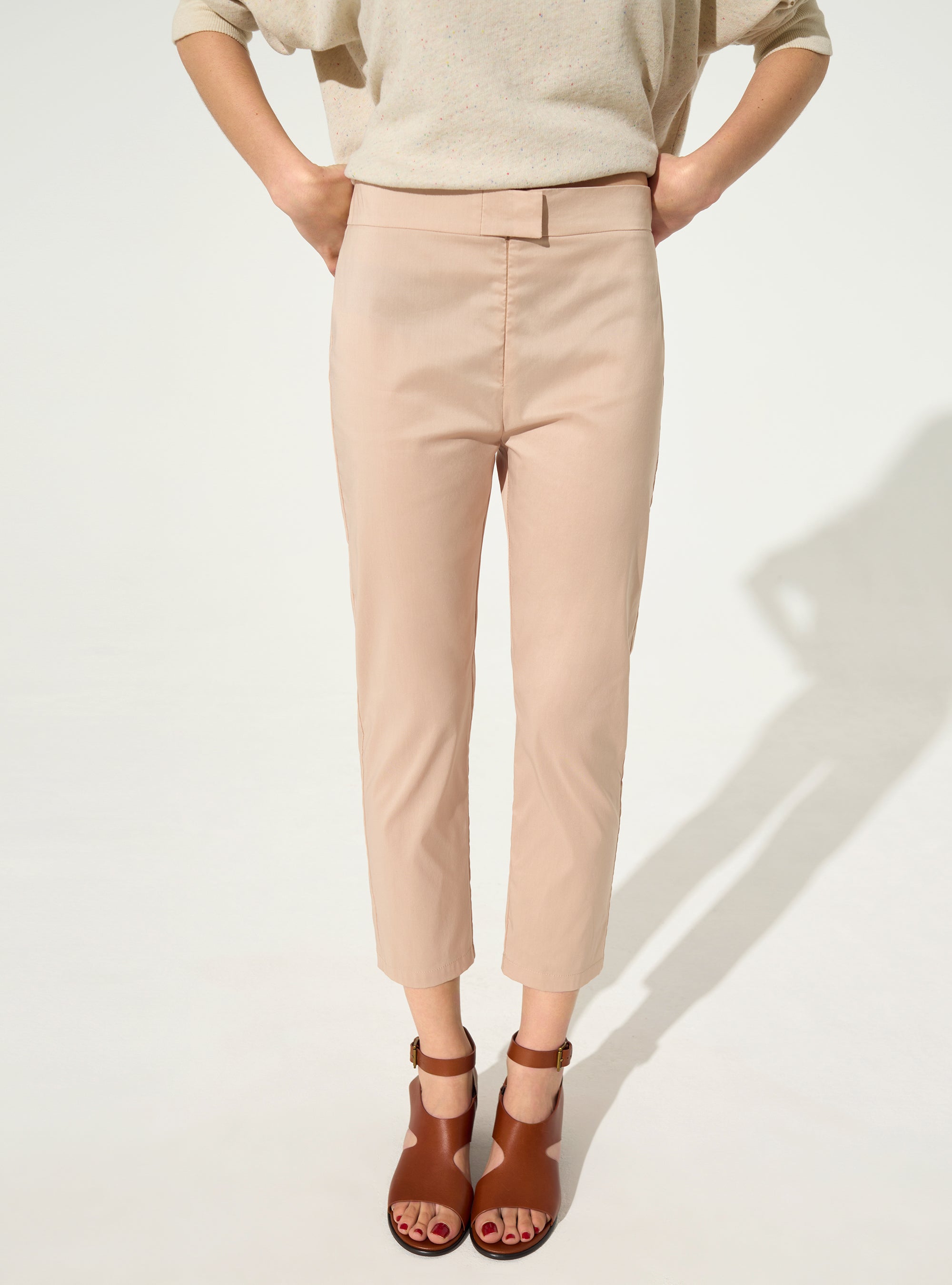 Pantacourt en coton rose