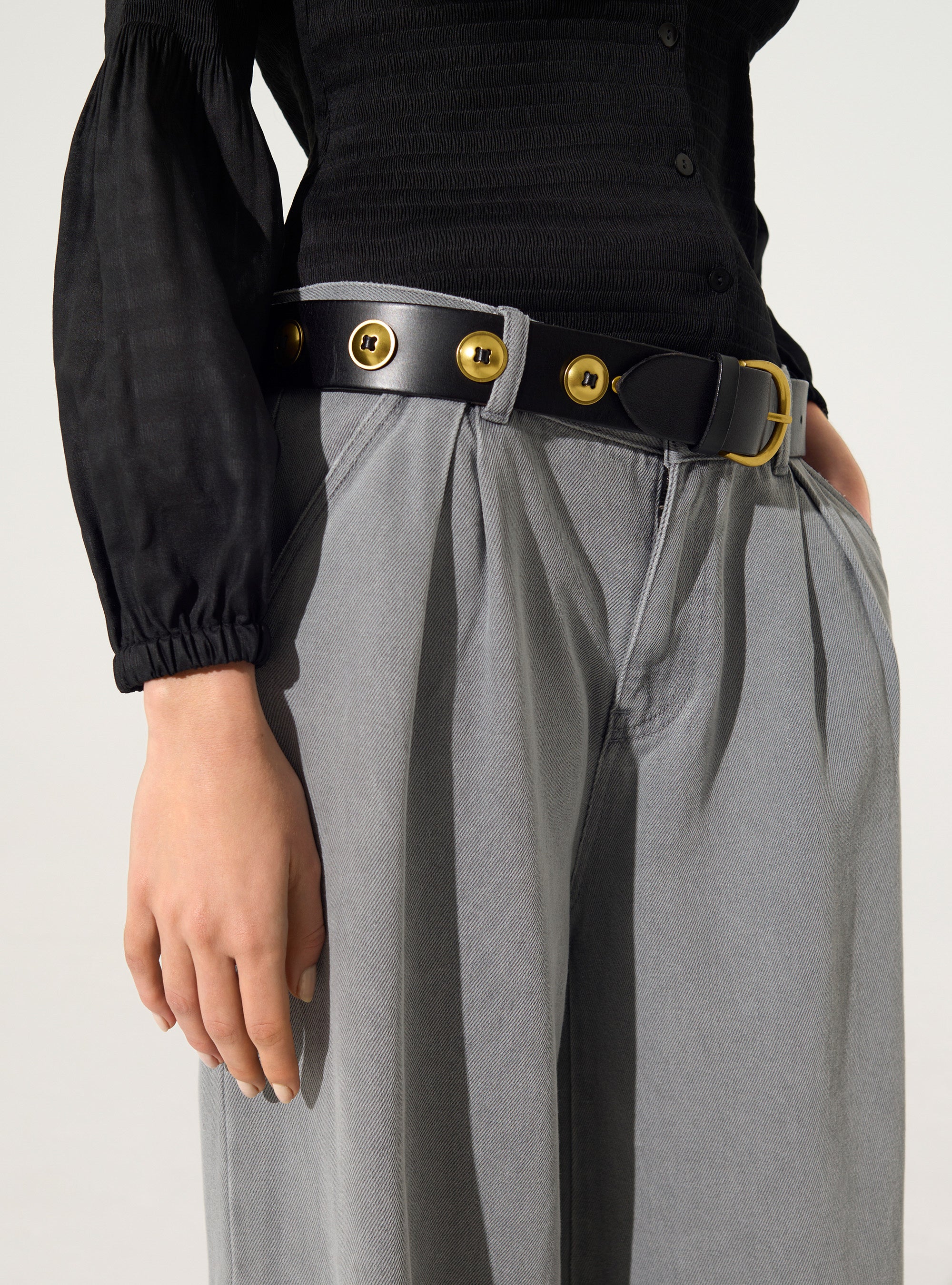 Black leather belt