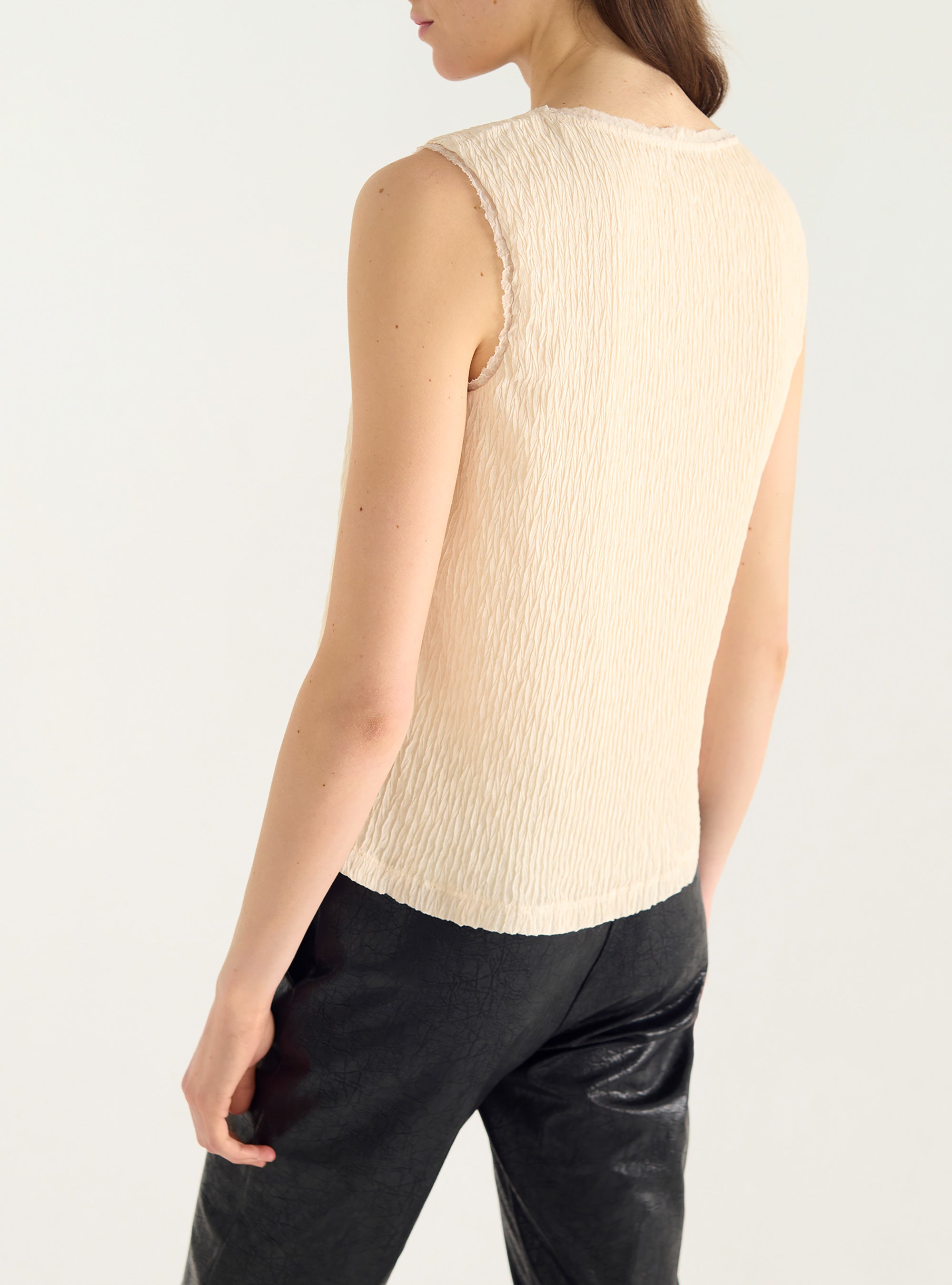 Débardeur plissé écru