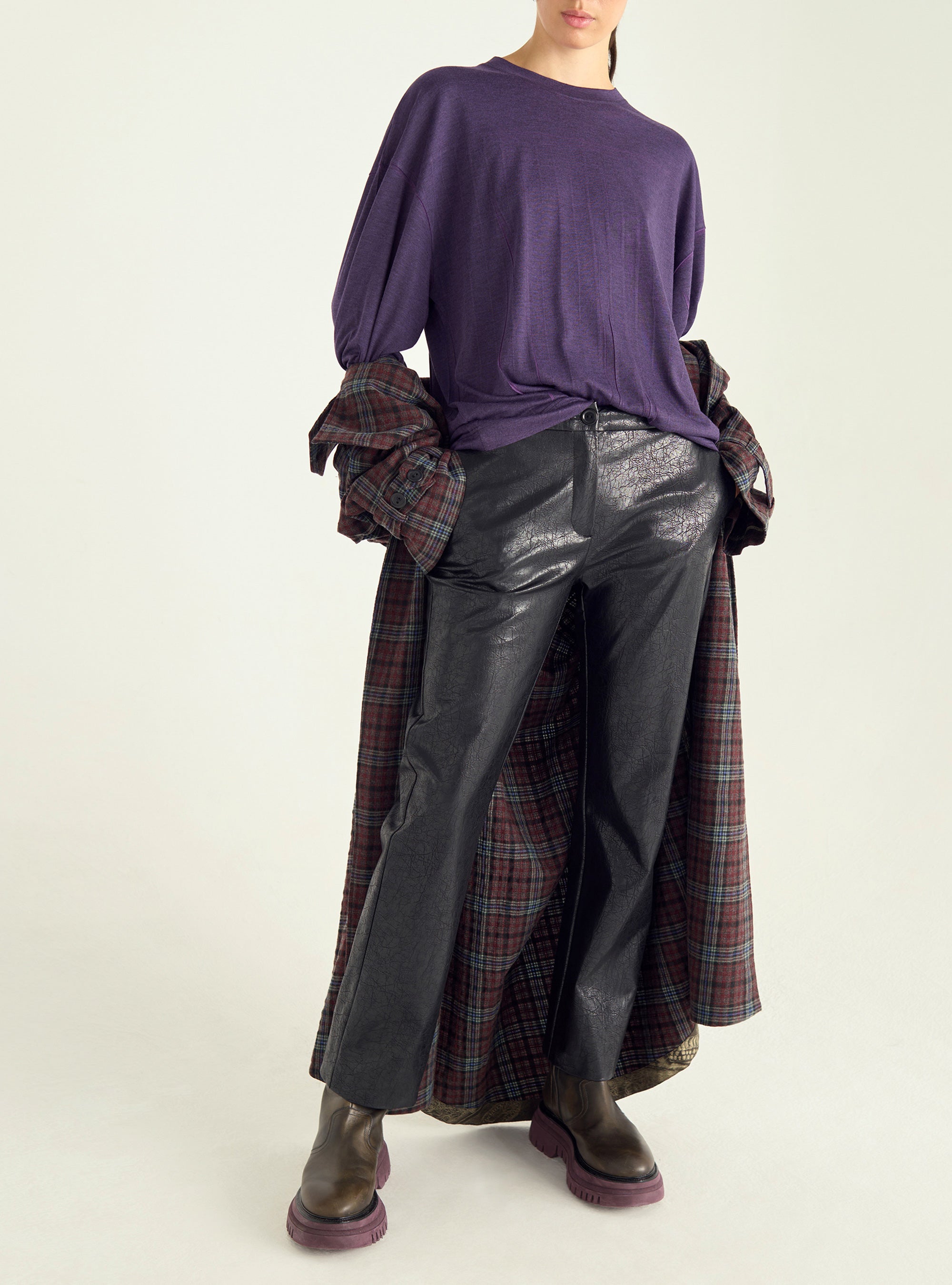 T-shirt oversize plissé violet