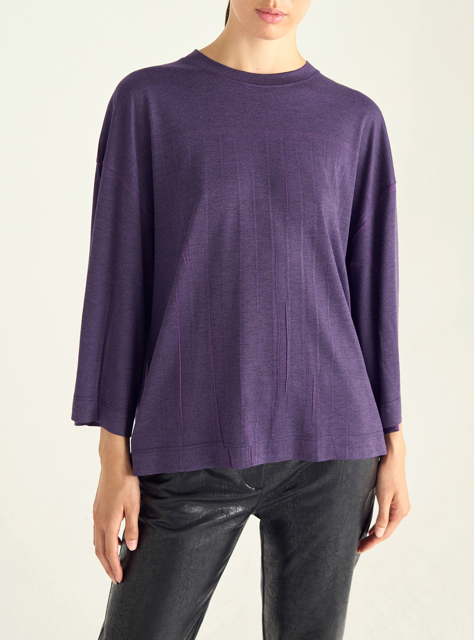 T-shirt oversize plissé violet