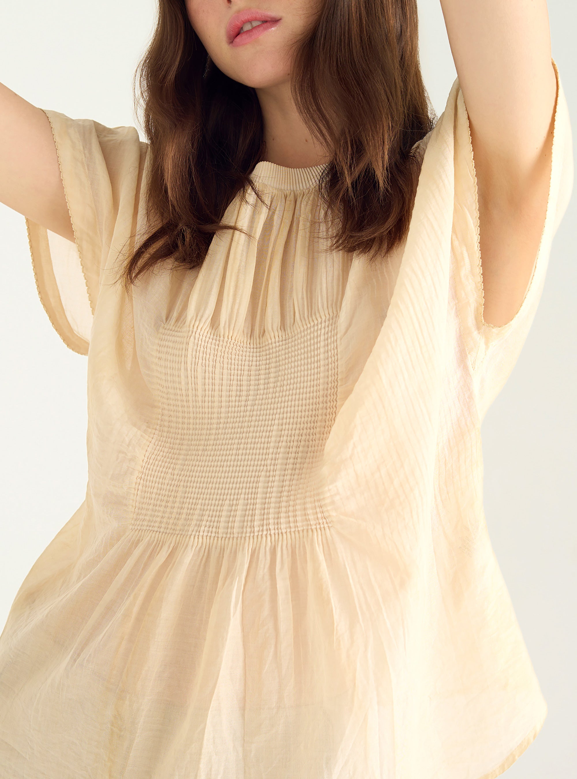 Blouse plissée en voile de coton