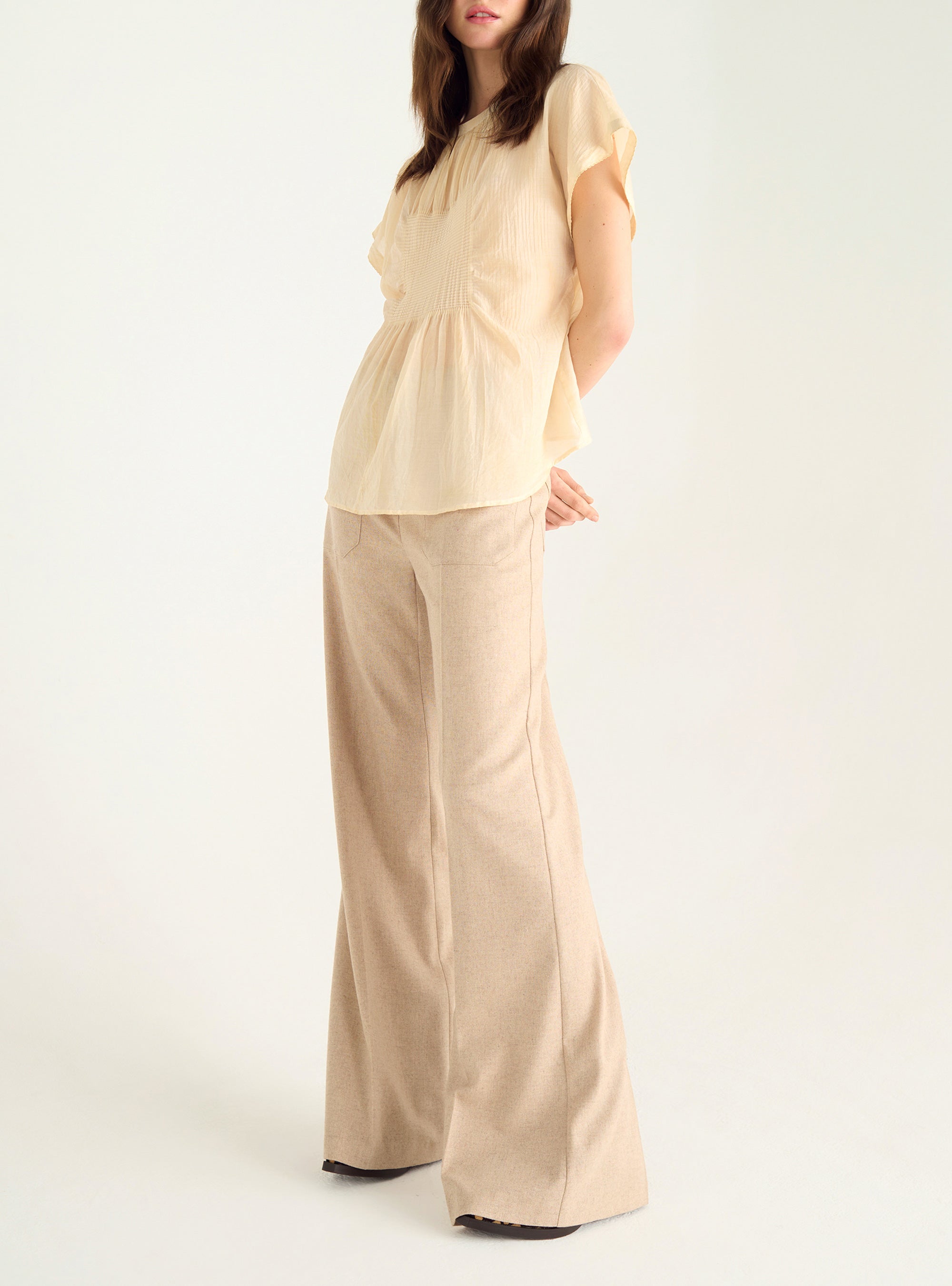 Blouse plissée en voile de coton