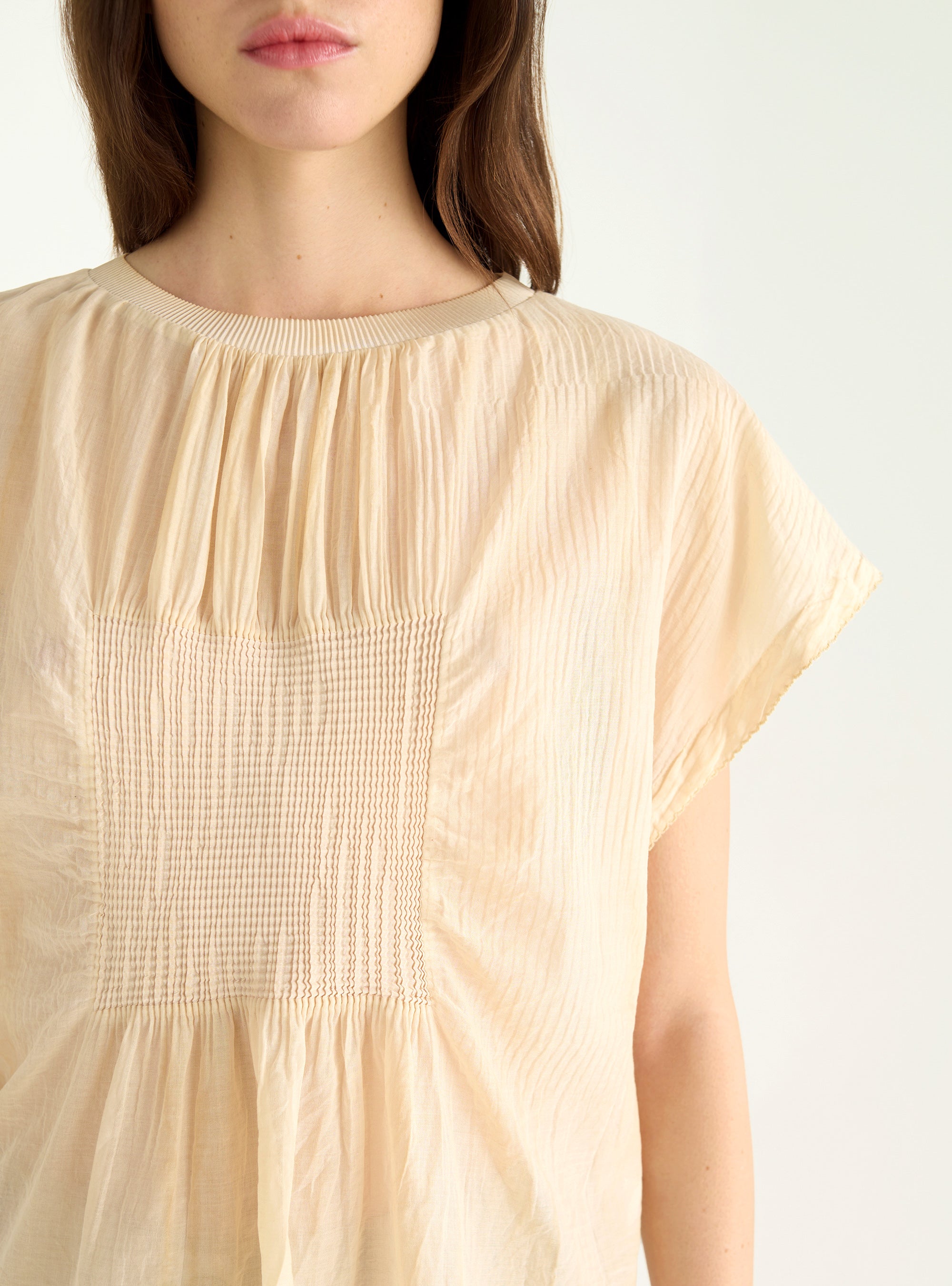 Blouse plissée en voile de coton