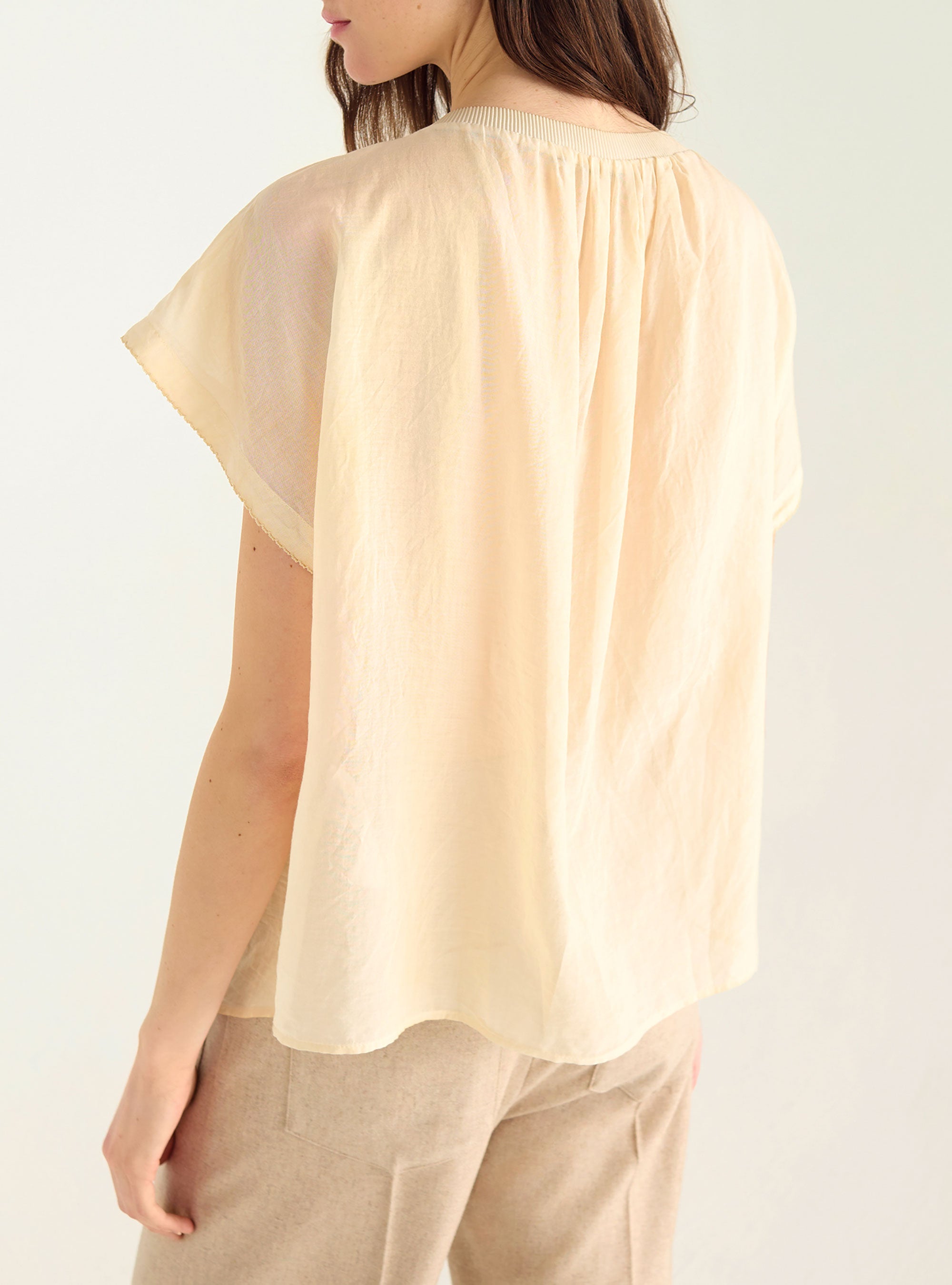 Blouse plissée en voile de coton