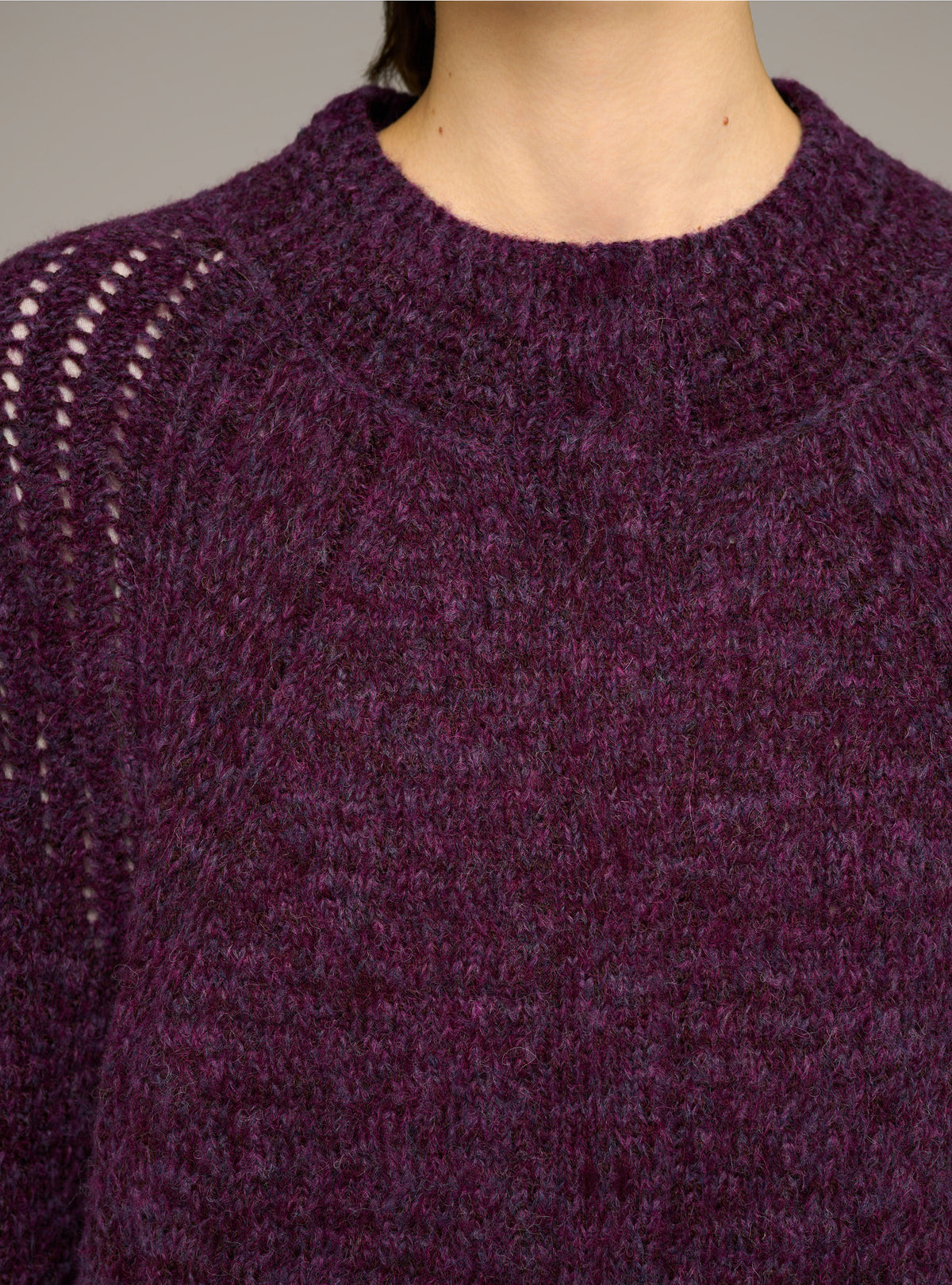 Cardigan col rond ajusté manches longues en maille ajourée