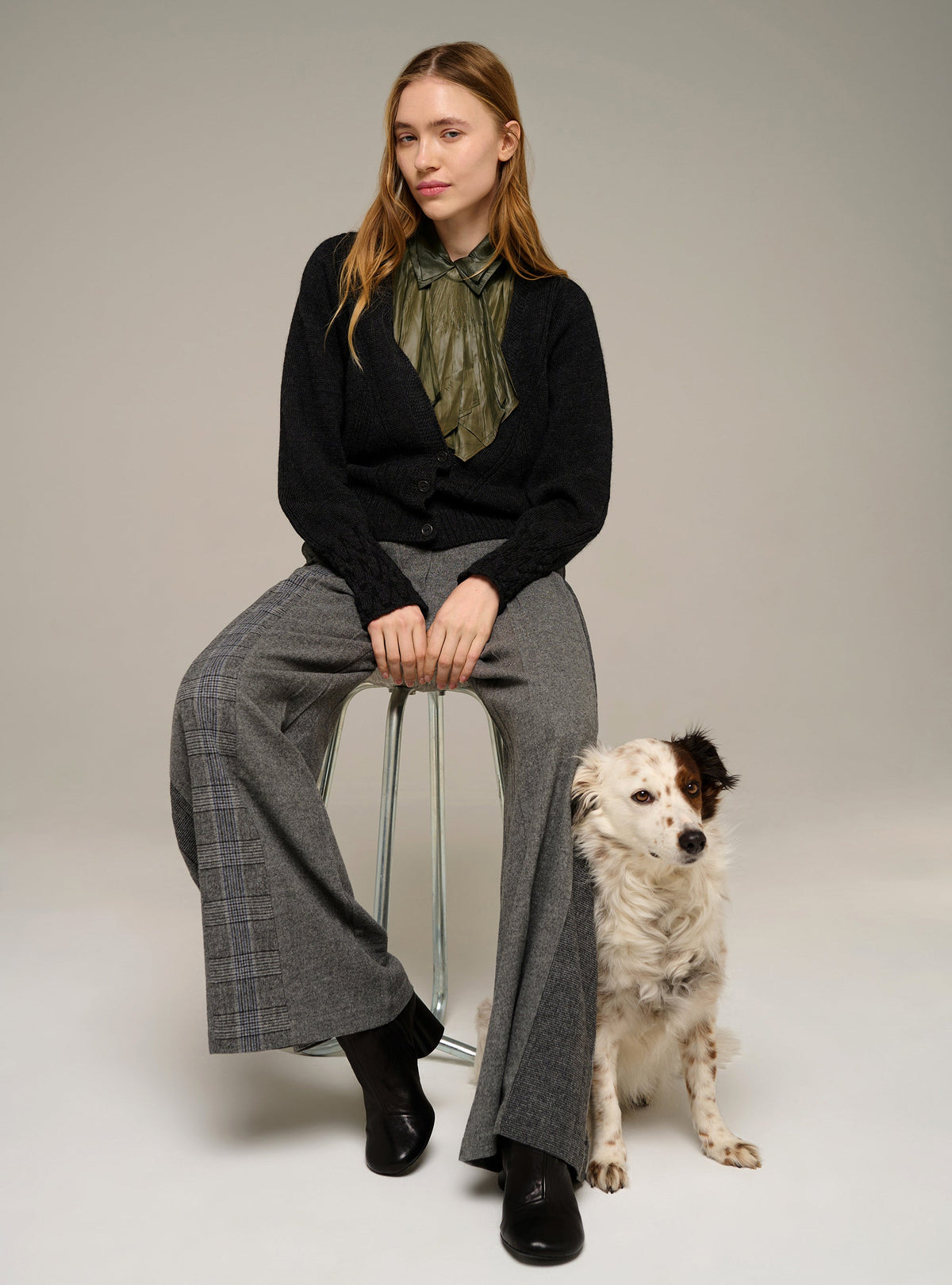 Cotélac cardigan col châle manches longues en laine