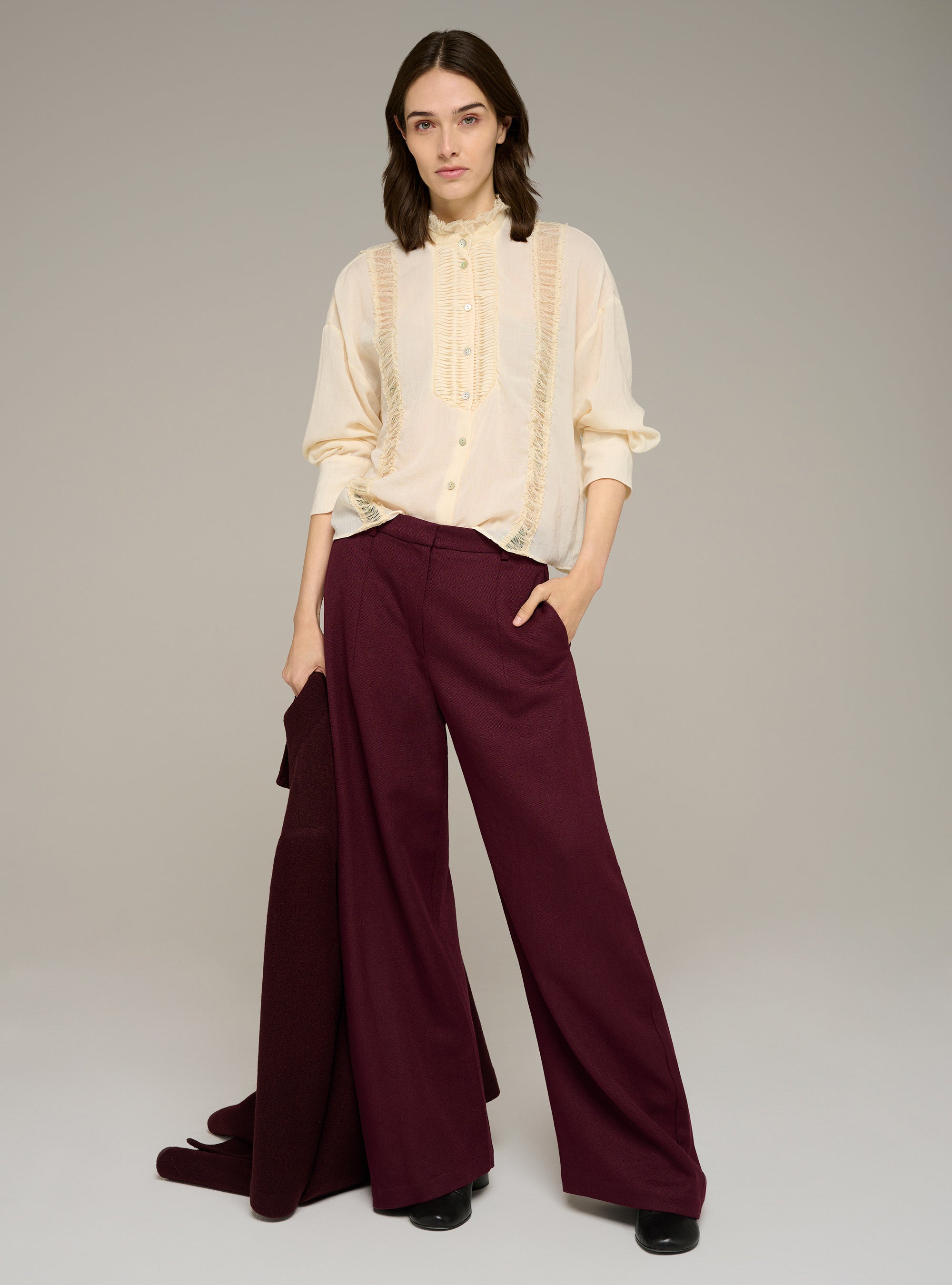 Cotélac chemise manches longues plissé