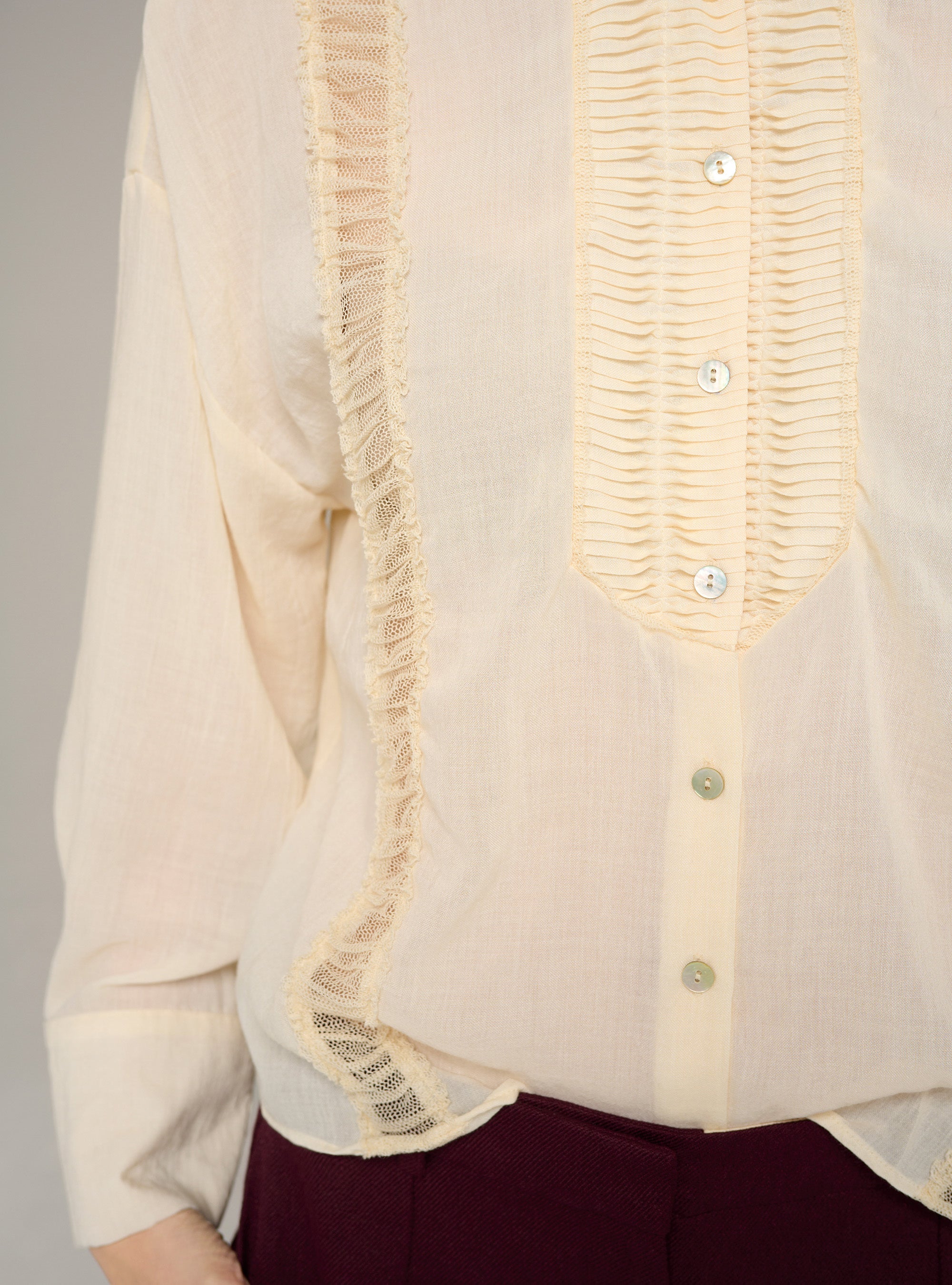 Cotélac chemise manches longues plissé