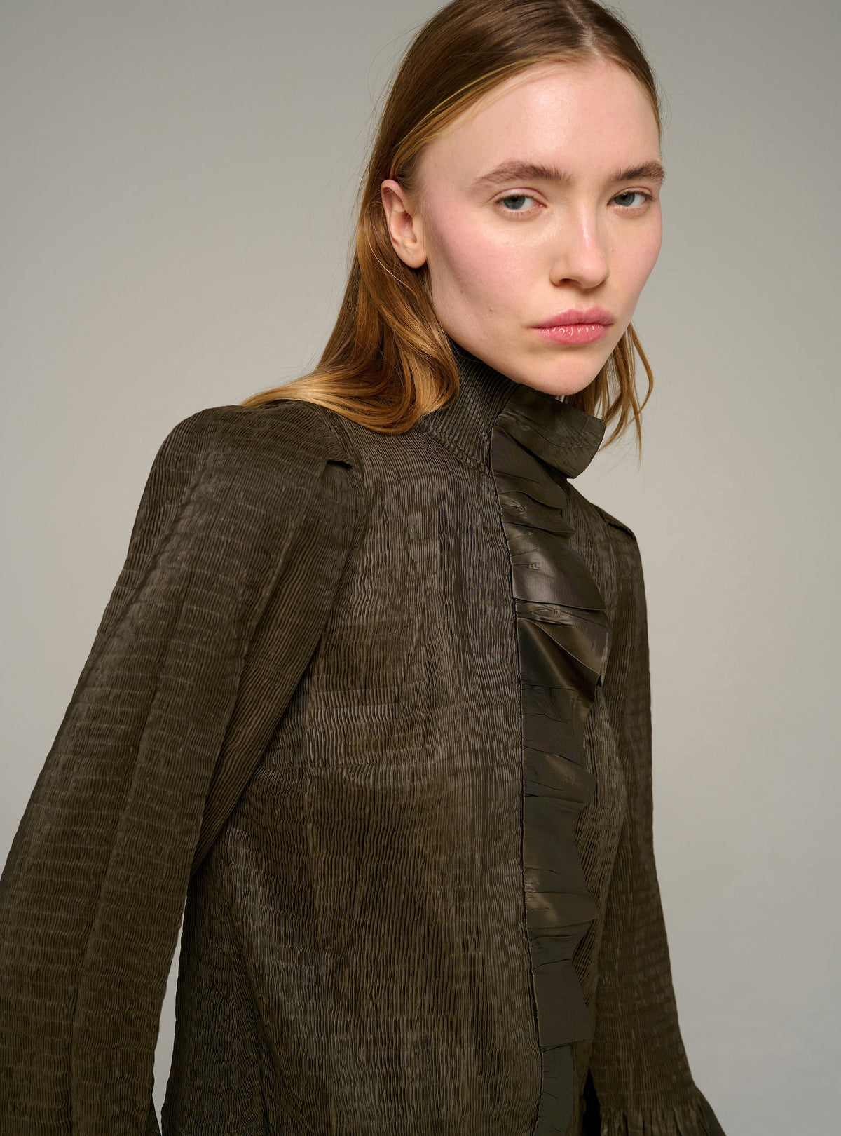 Chemise ajustée manches longues plissée Cotélac