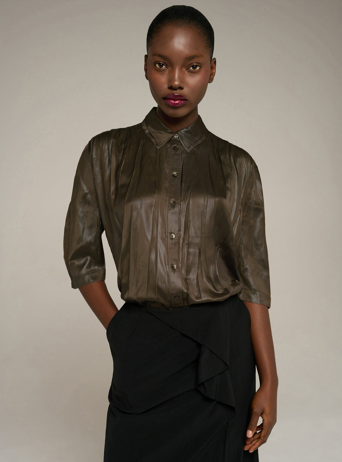 Chemise courte oversize plissée Cotélac