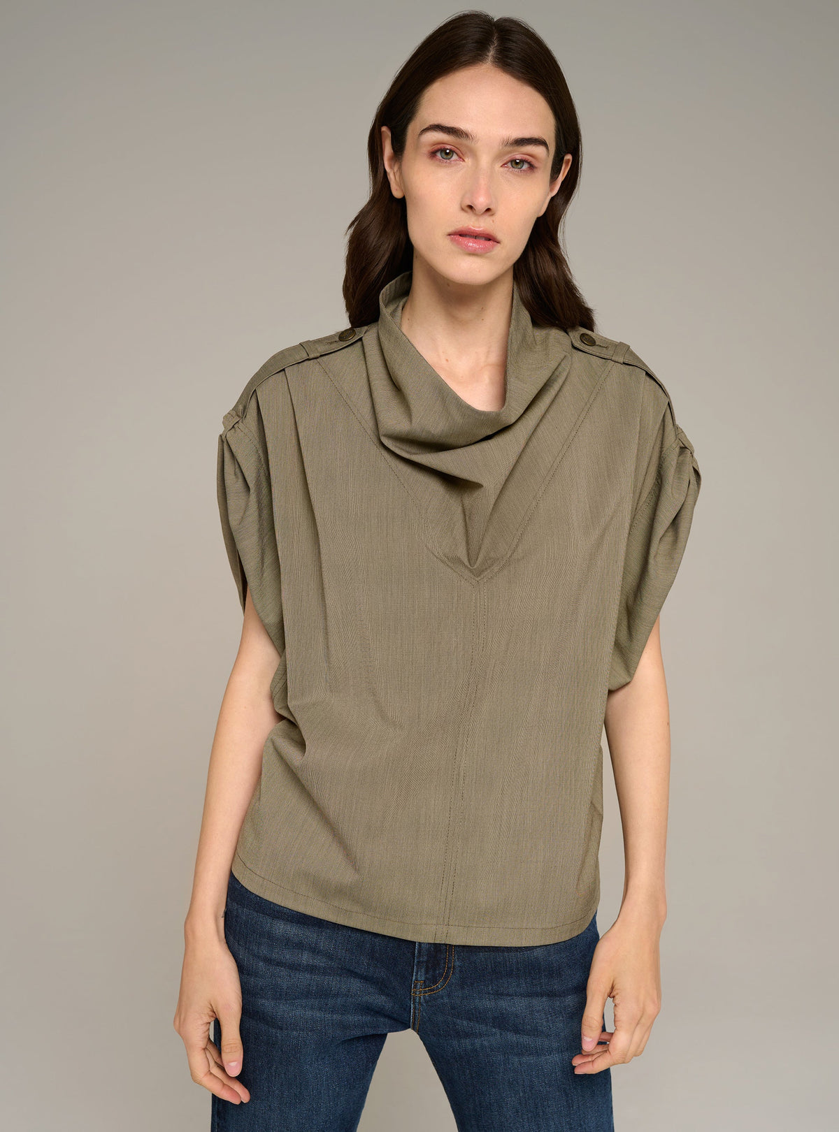 Cotélac blouse oversize col bénitier manches courtes à rayures