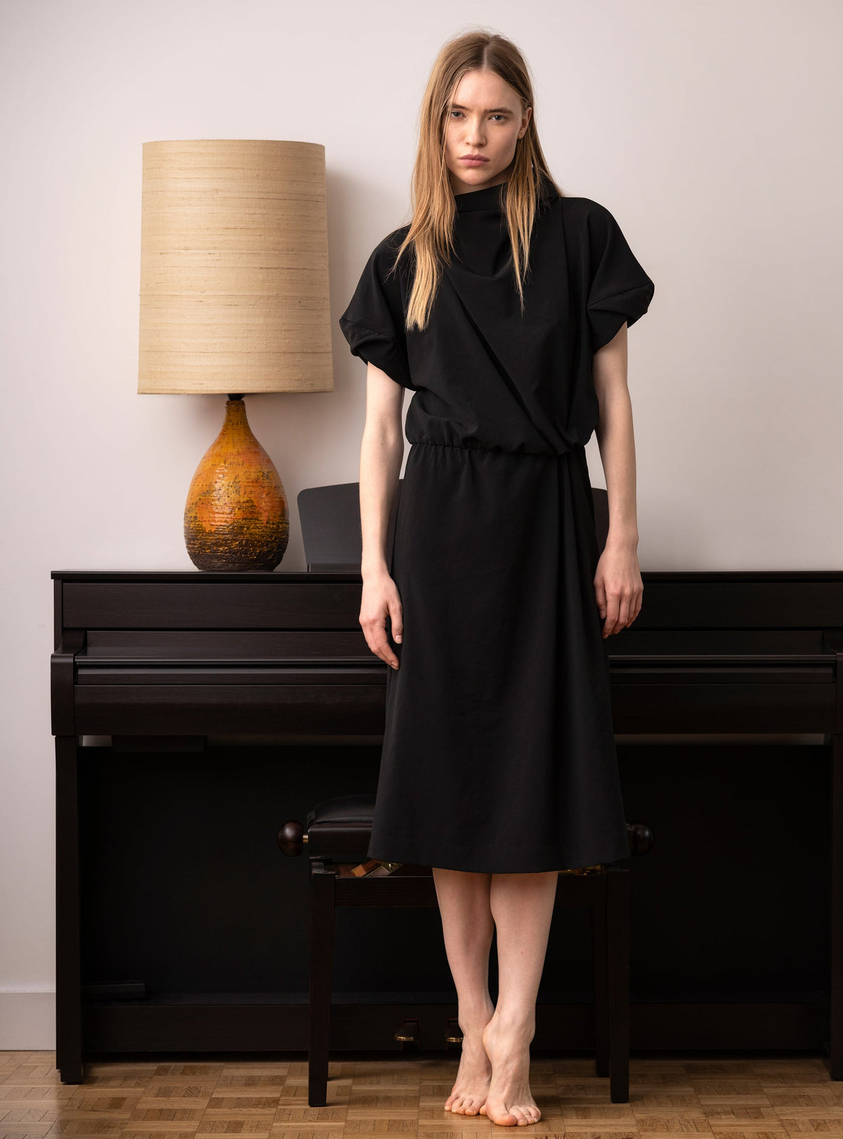 Robe droite midi manches courtes Cotélac