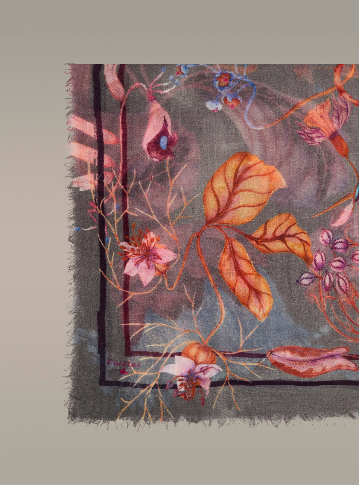 Foulard grand format en laine imprimé Cotélac