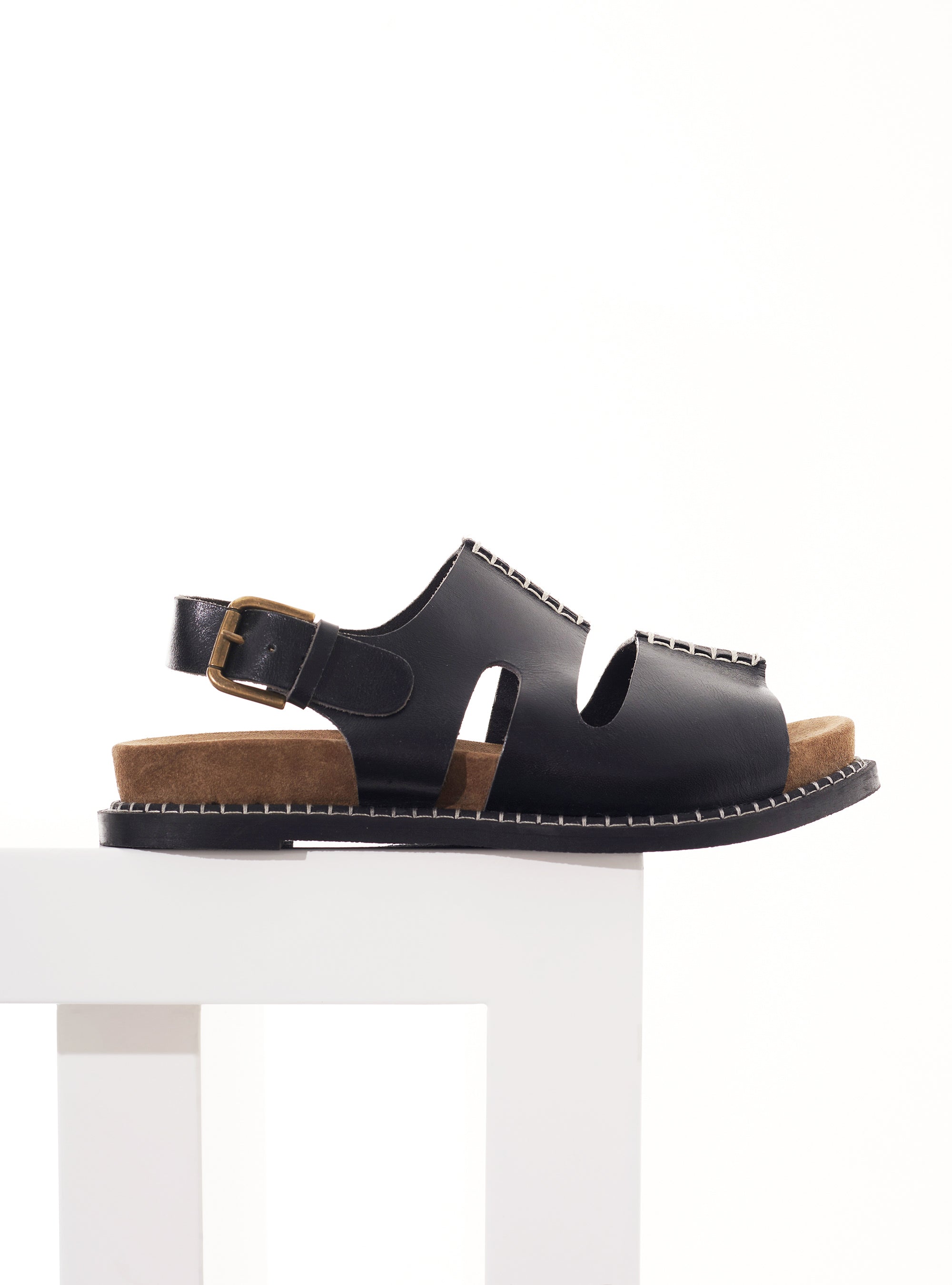 Sandales Plates En Cuir