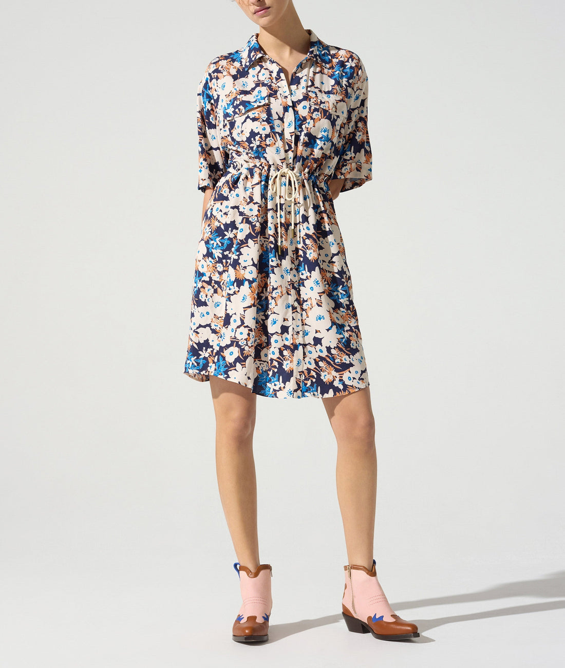 Robe chemise courte acoté 