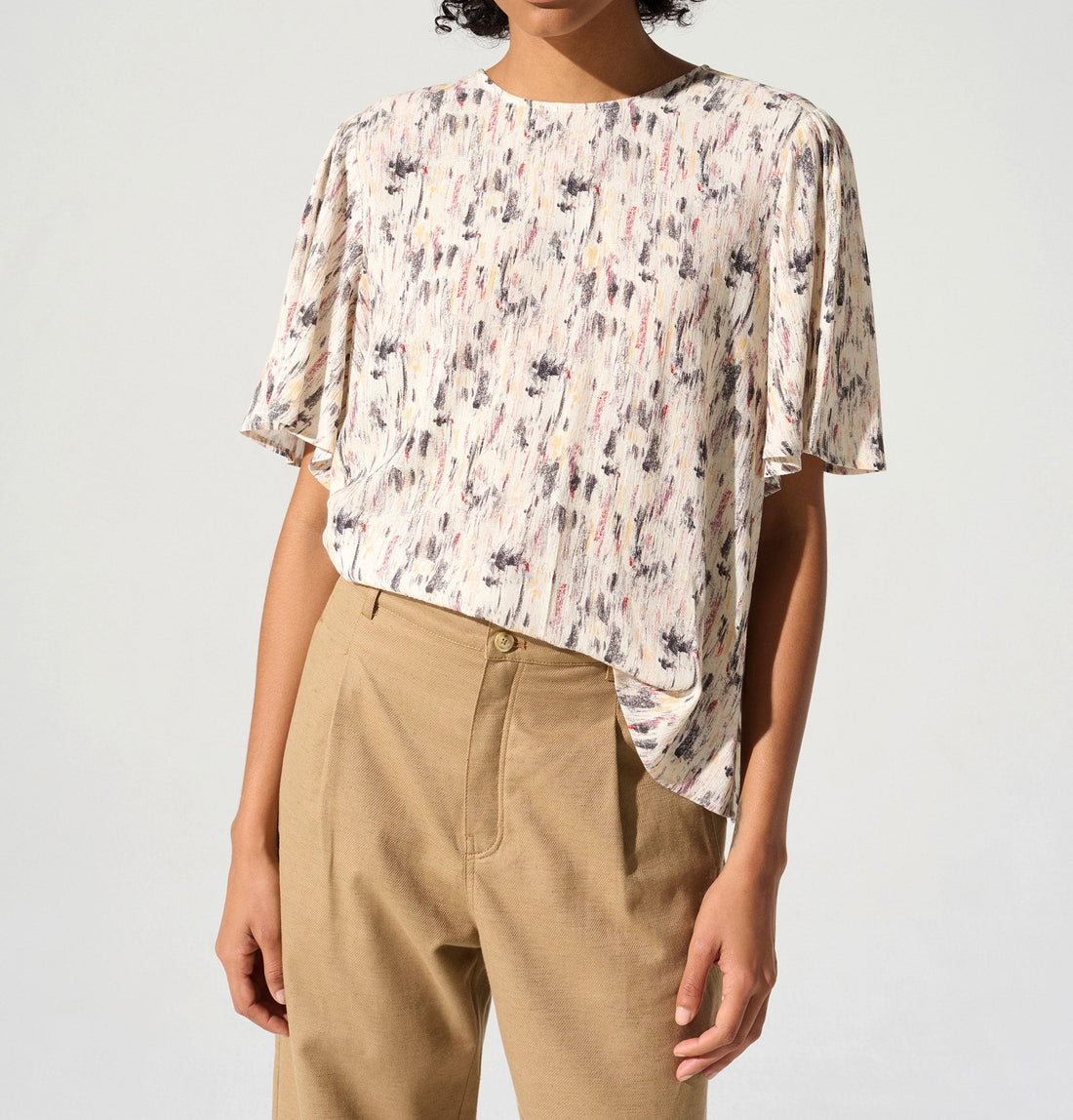 Blouse coupe droite imprimé « En relief » acoté 