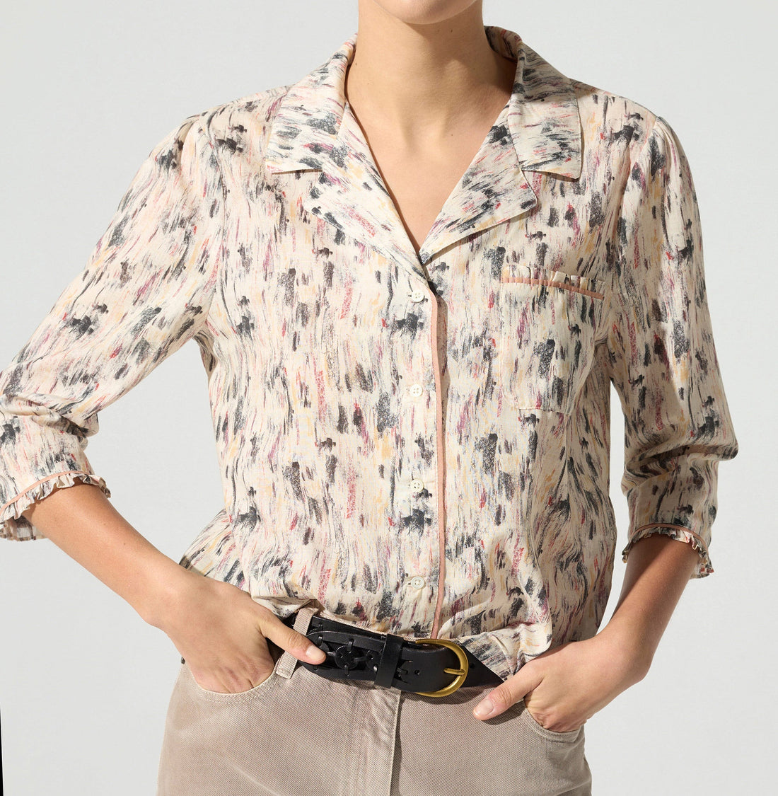 Chemise manches 3/4 acoté 