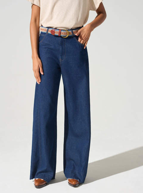 Jean large taille haute