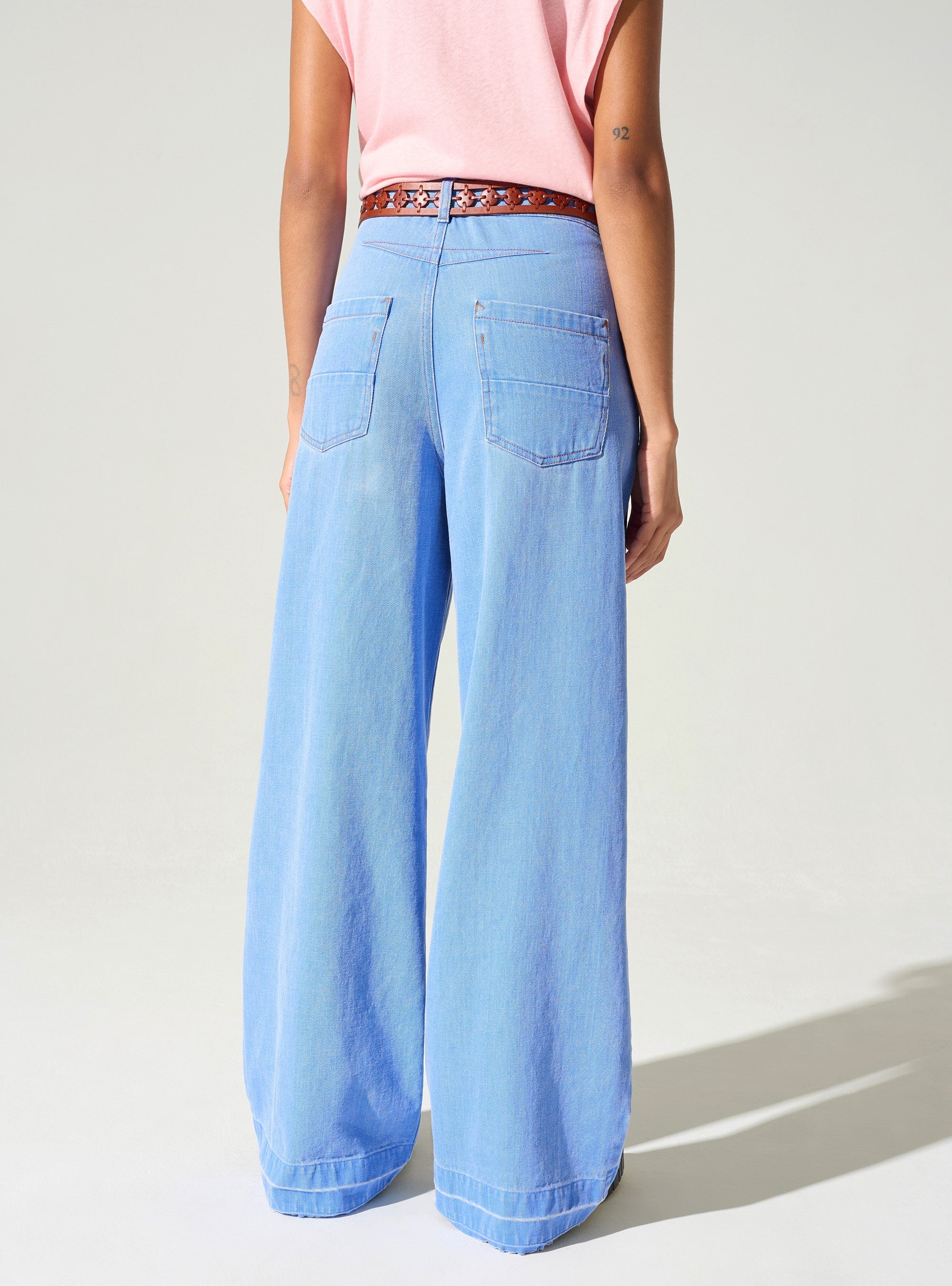 Jean large taille haute acoté 