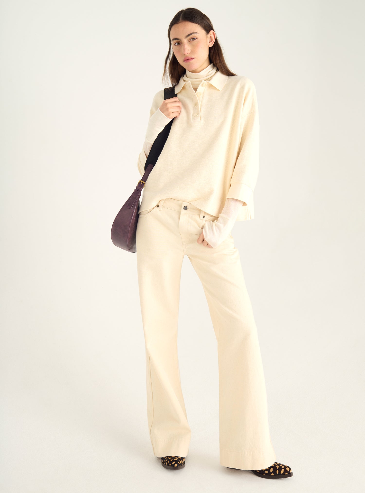 Oversized flame polo shirt