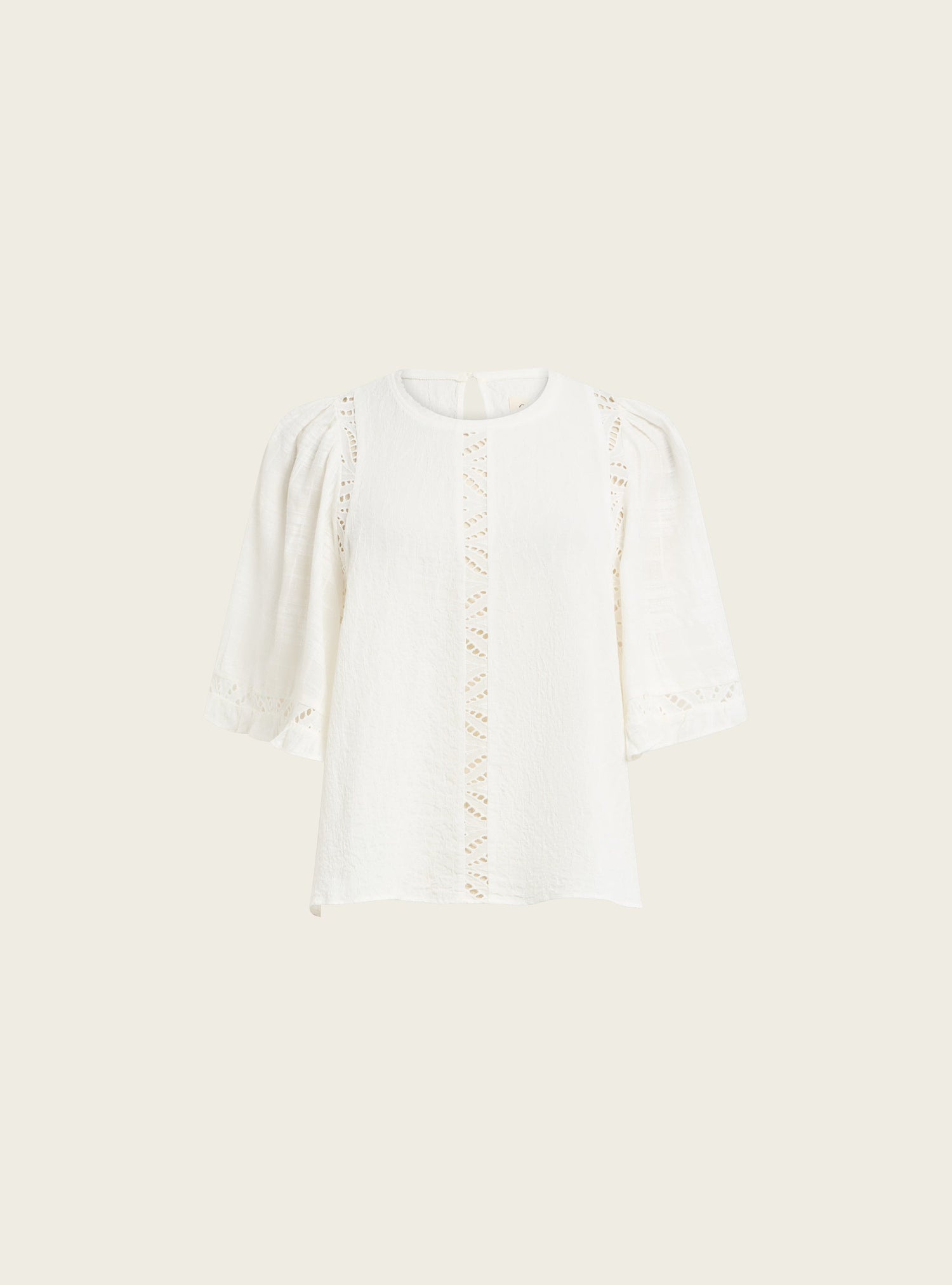 Blouse ample en coton ajouré acoté 