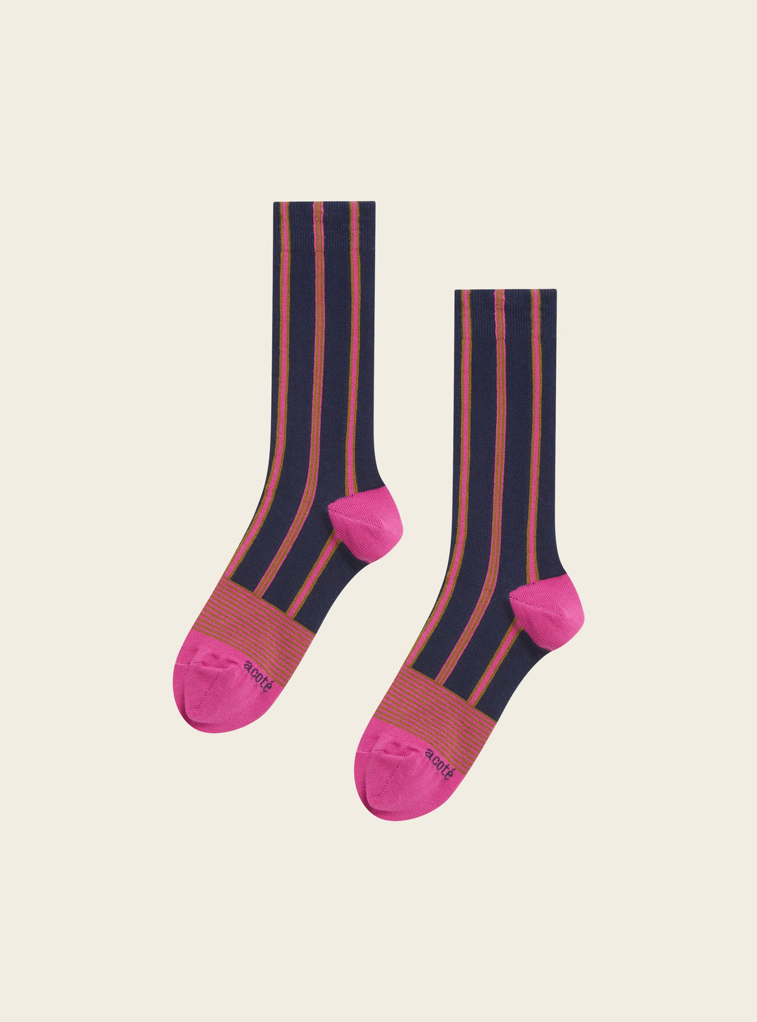 Socquettes hautes à rayures multicolores acoté 