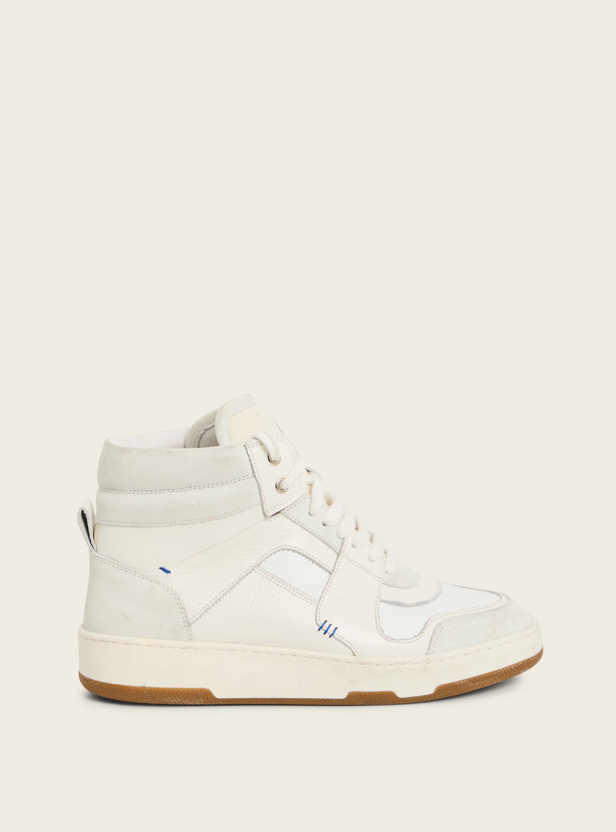 High-top sneakers in leather and neoprene