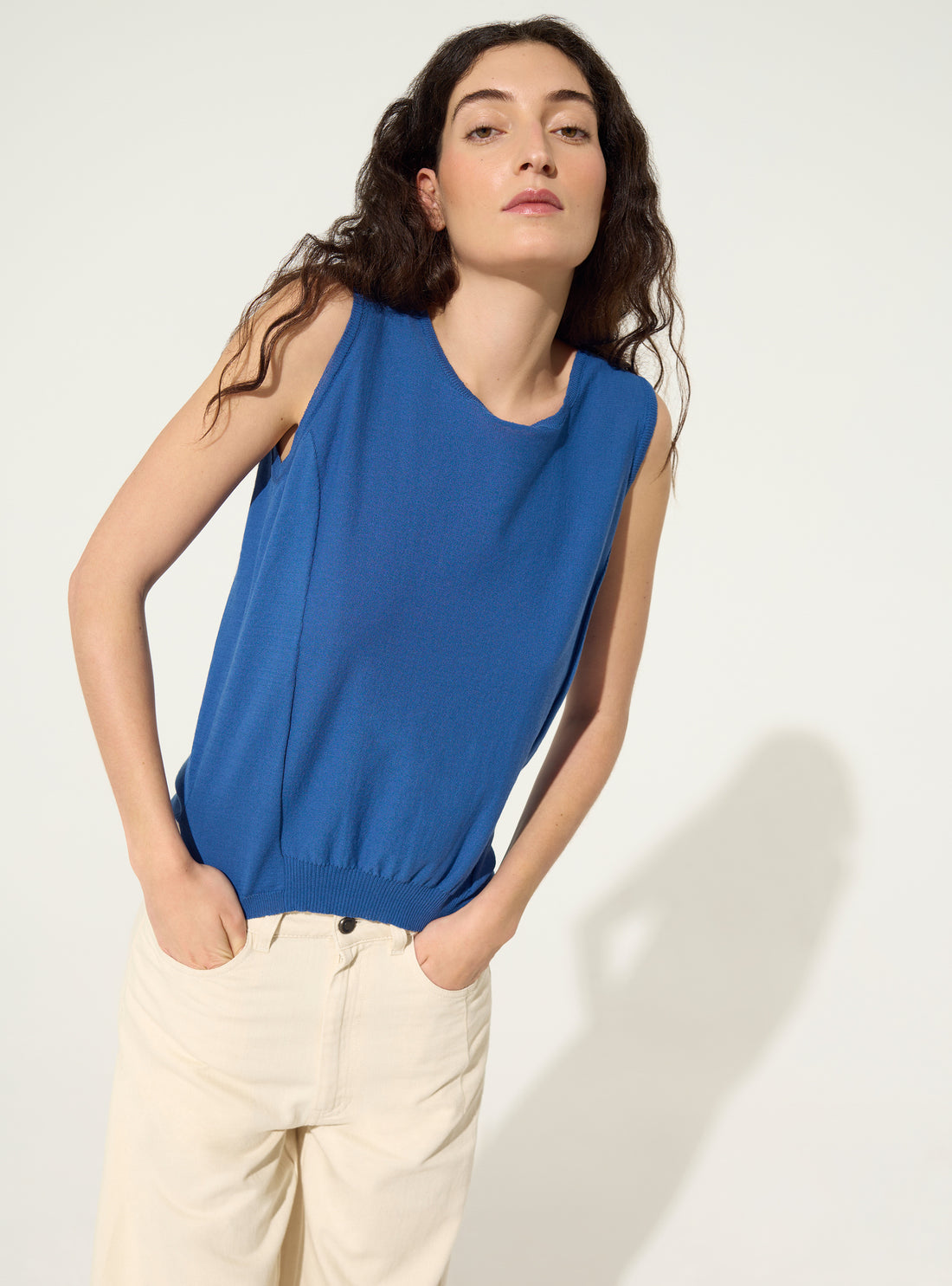 blue cotton tank top