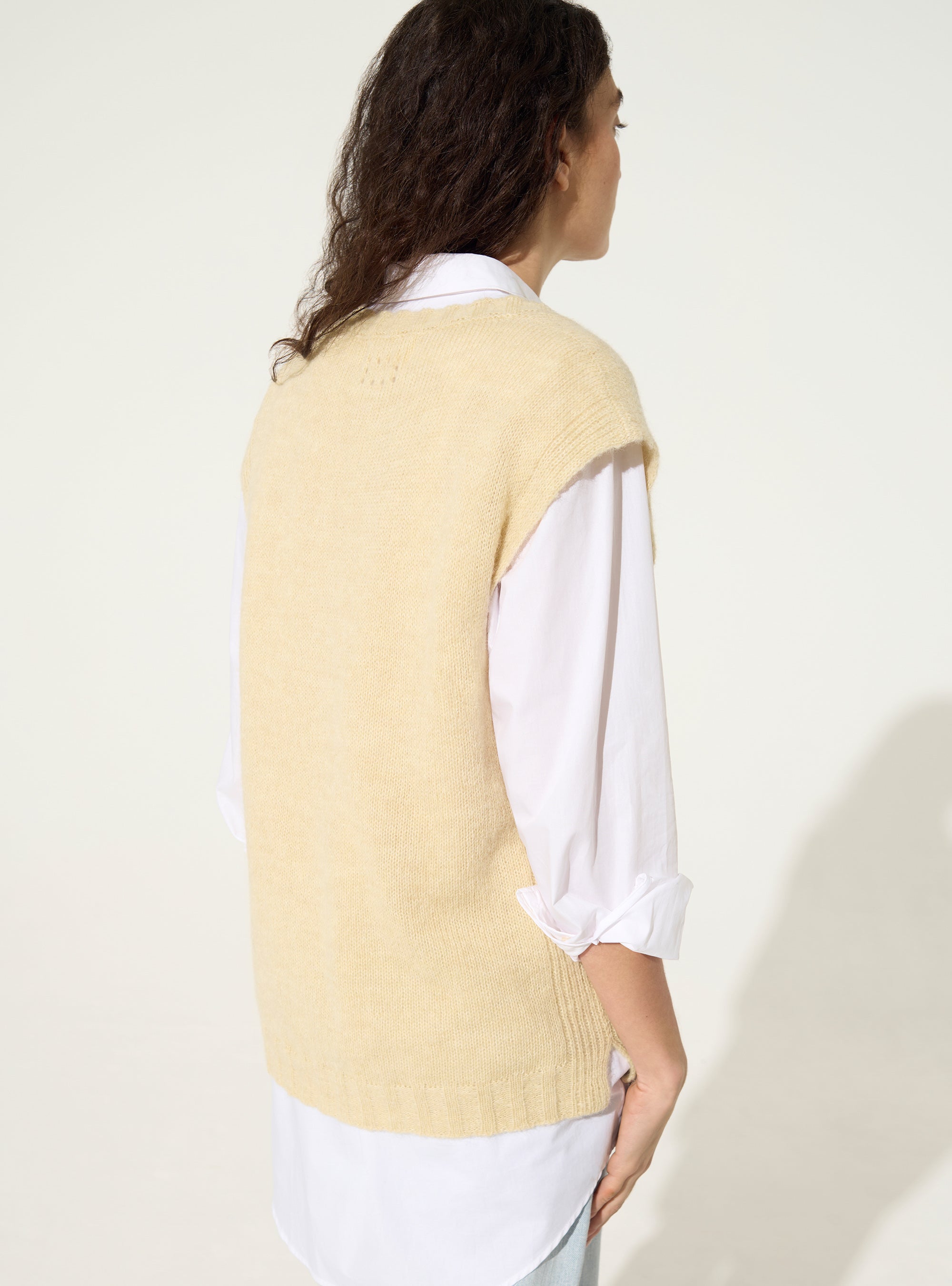 Pull sans manches blanc