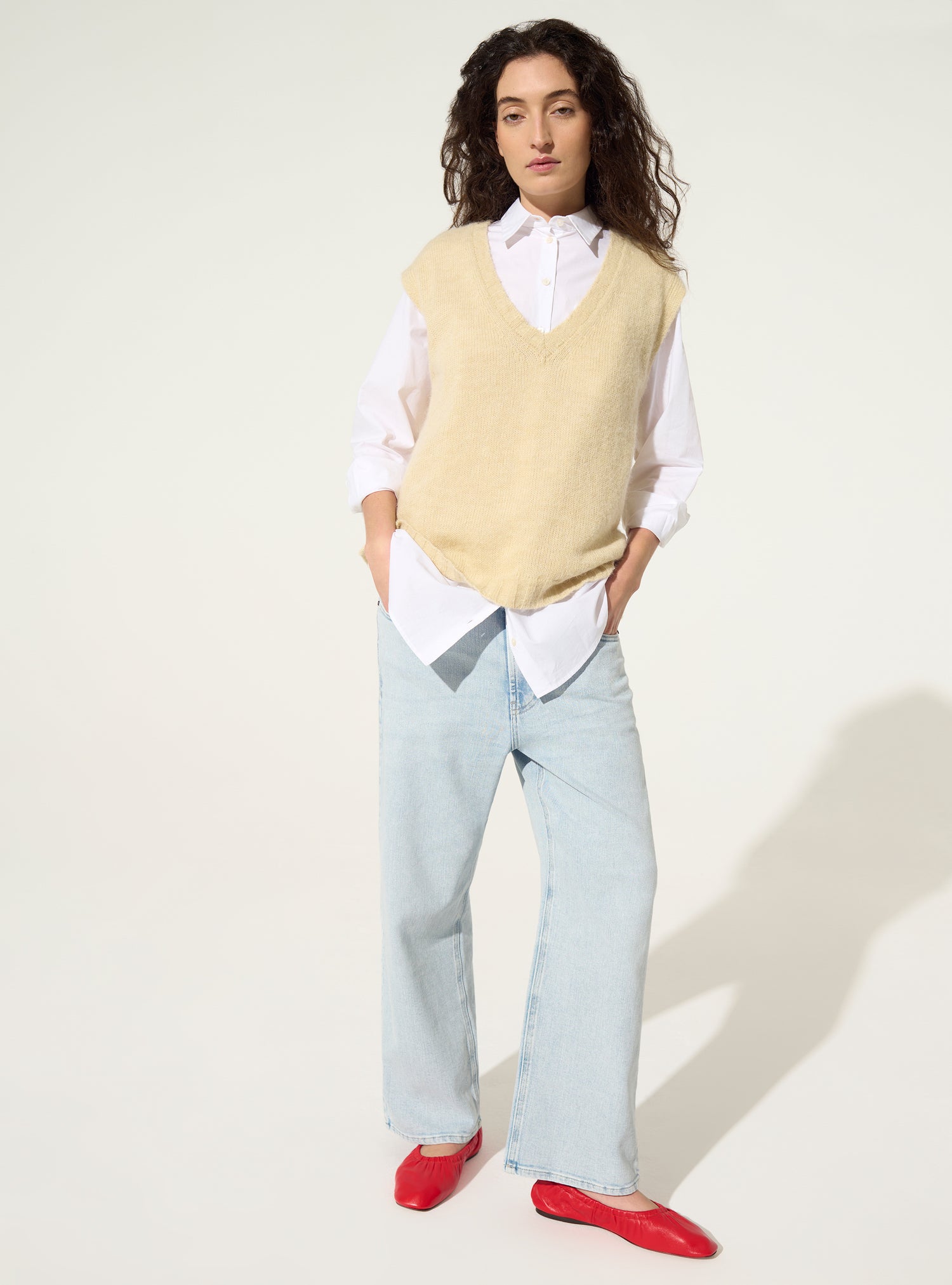 Pull sans manches blanc