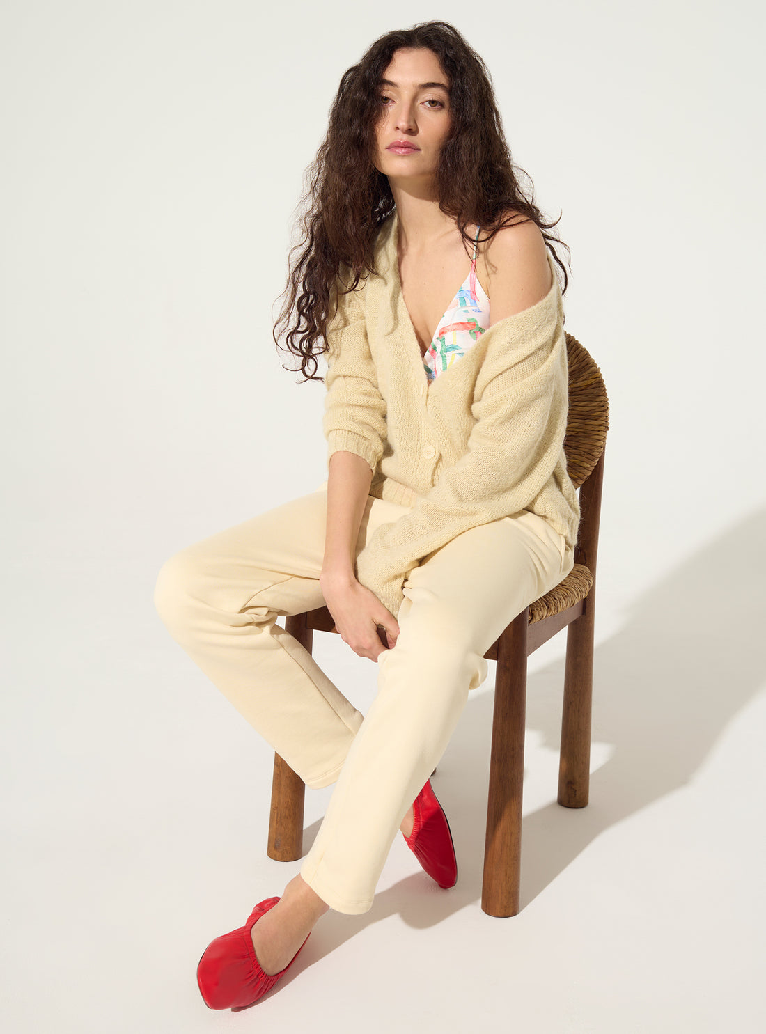 White wool-alpaca cardigan