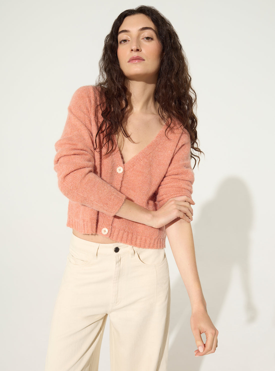 Orange wool-alpaca cardigan