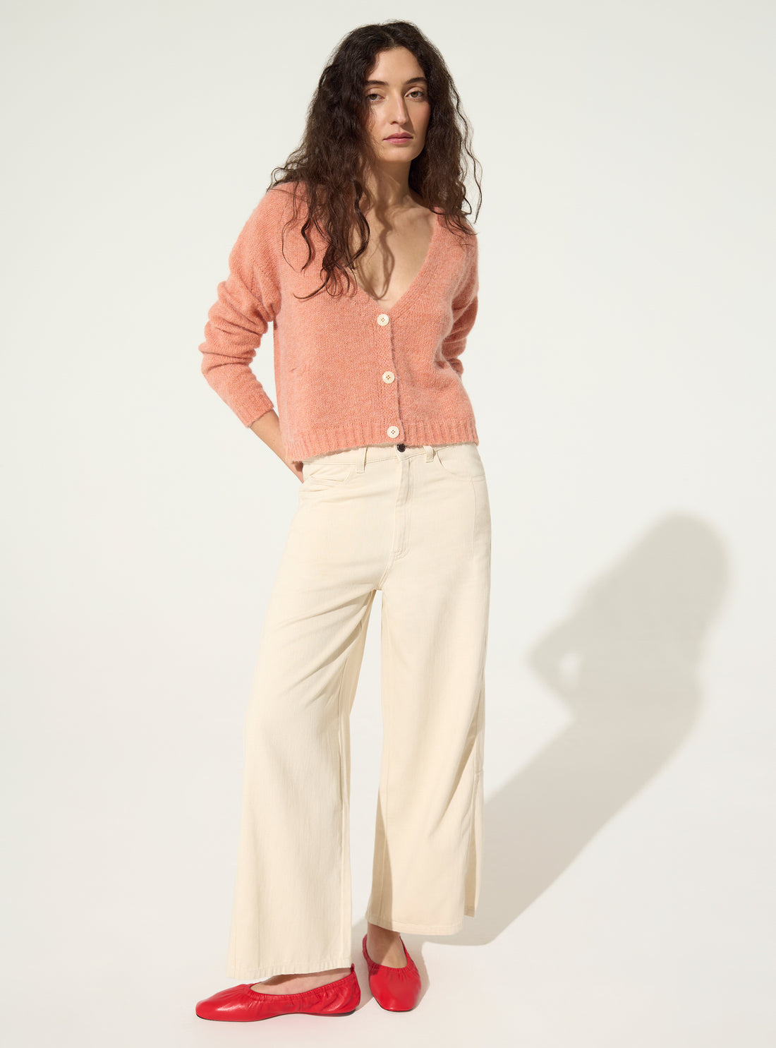 Orange wool-alpaca cardigan