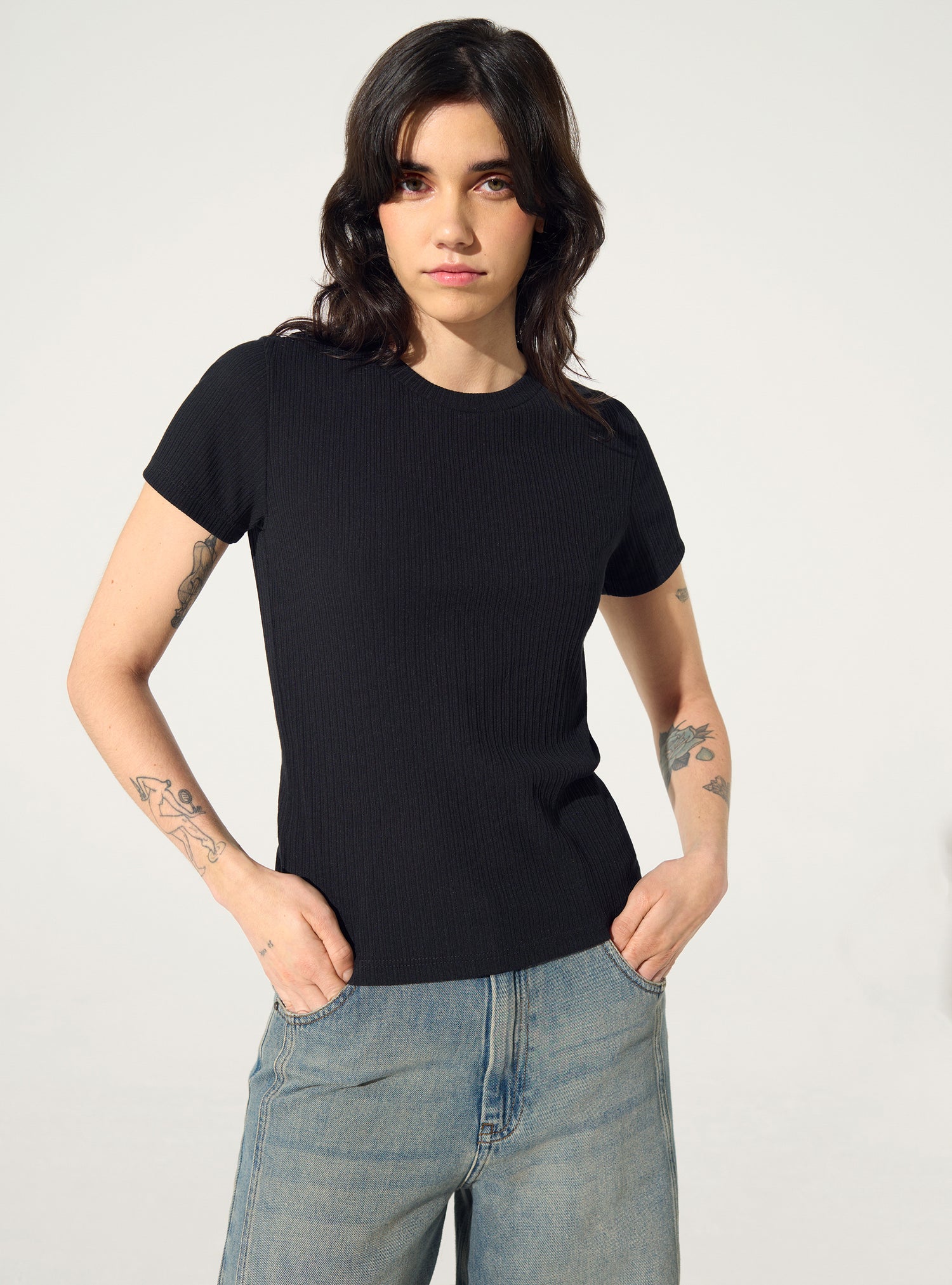 black cotton T-shirt