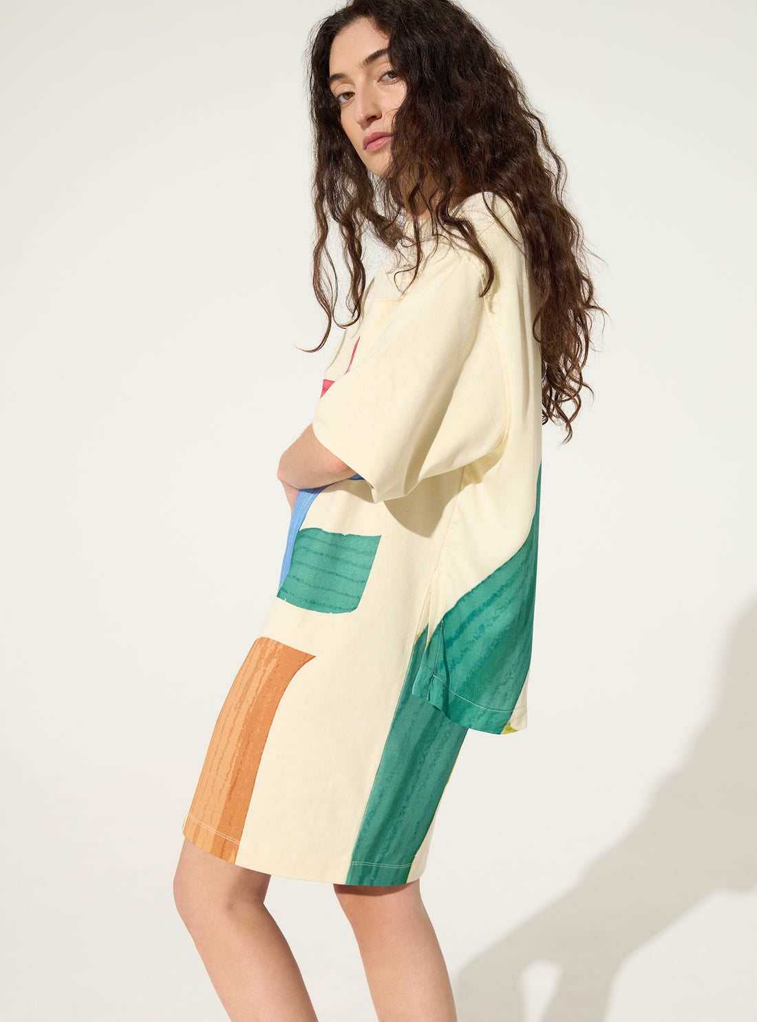 white printed organic cotton dress