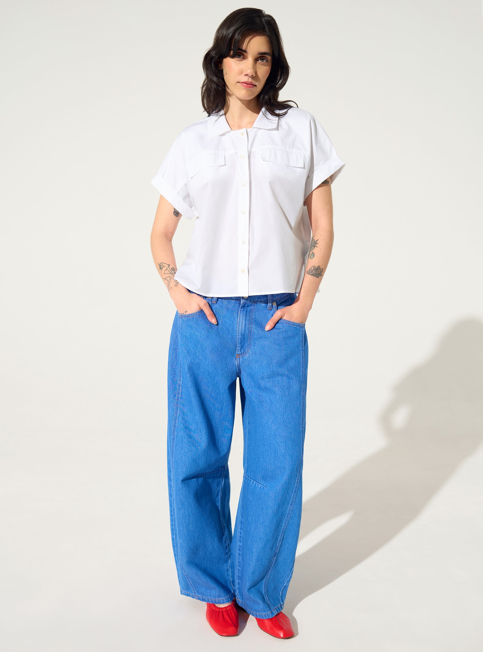 Chemise oversized en coton bio blanche acoté 