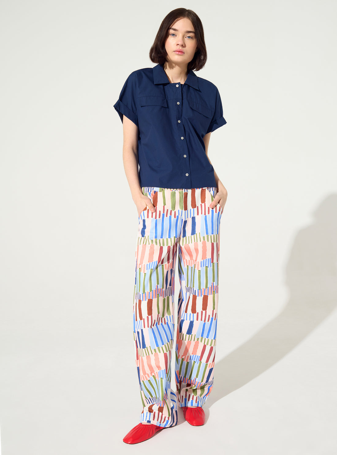 Blue oversized organic cotton shirt