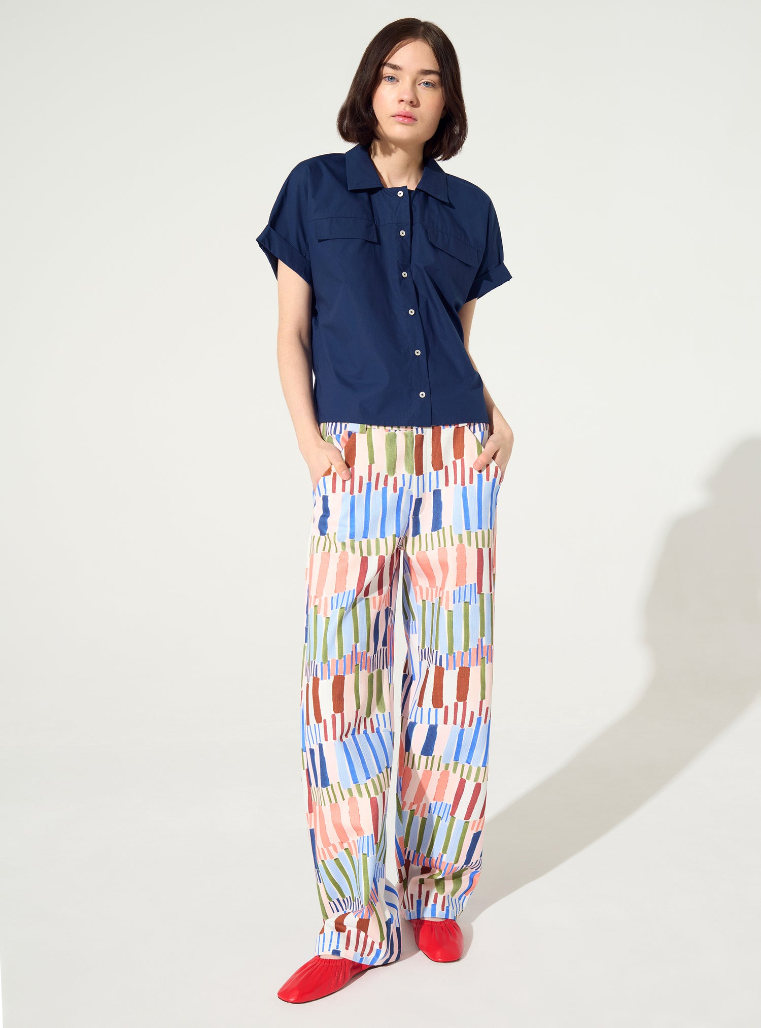 Blue oversized organic cotton shirt