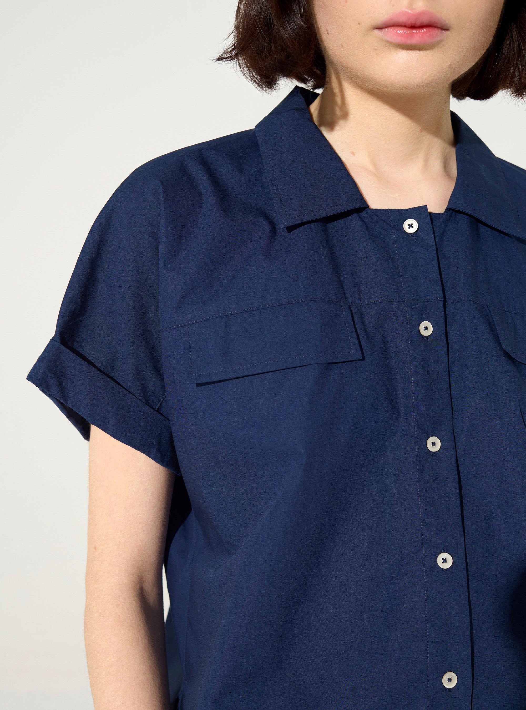 Blue oversized organic cotton shirt
