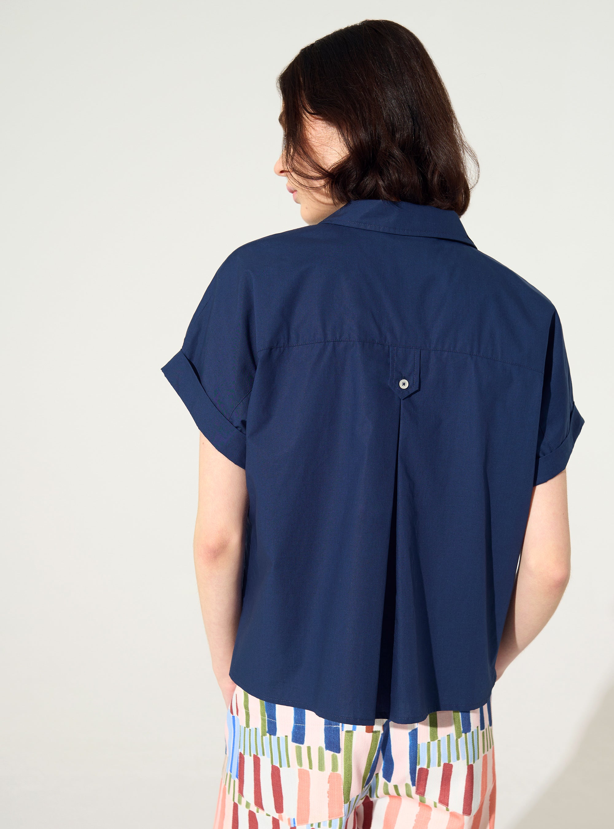 Blue oversized organic cotton shirt