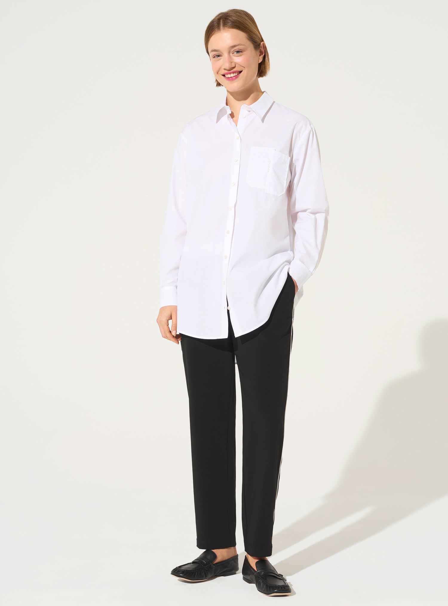 Chemise oversized manches longues en coton bio blanche