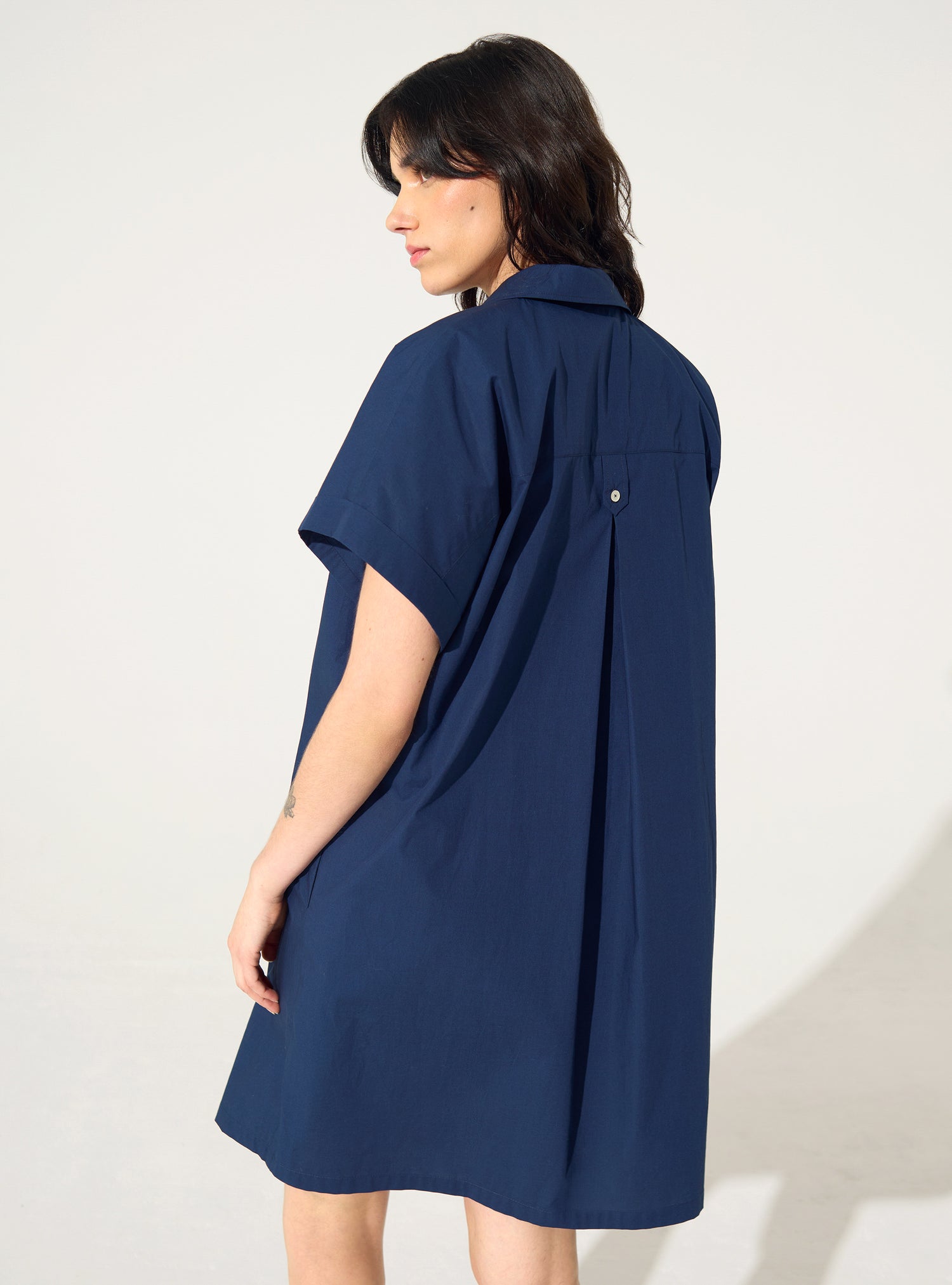 Blue oversized dress in organic cotton