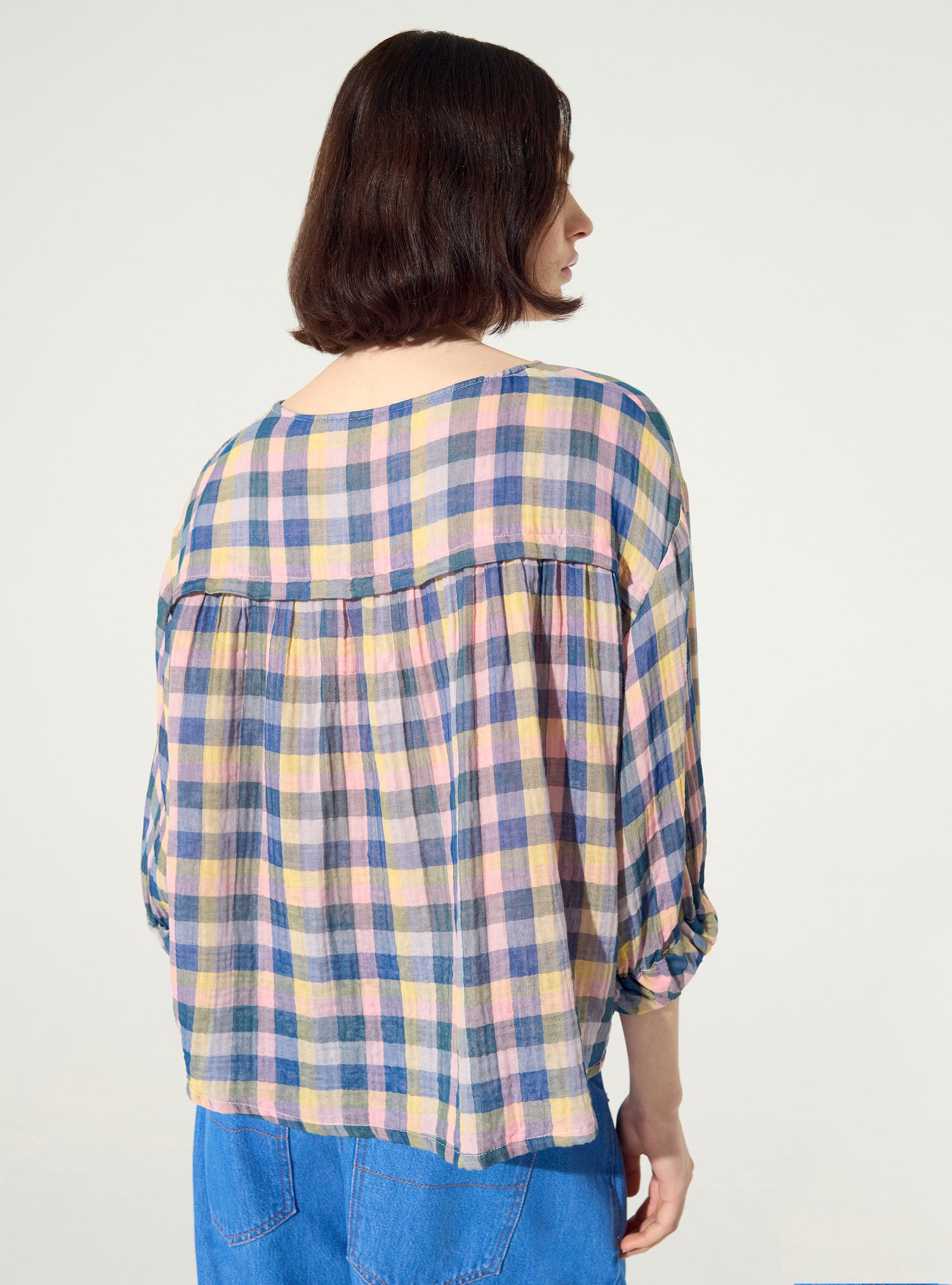 Oversized blue cotton blouse