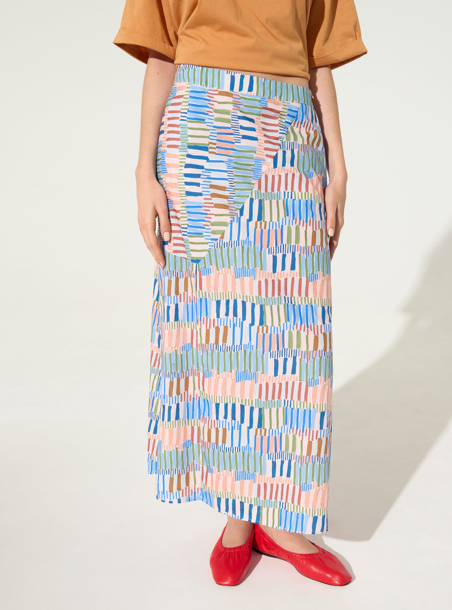 Blue cotton printed skirt