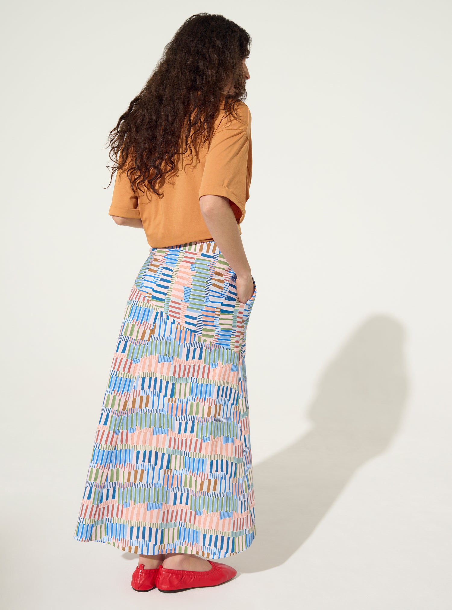 Blue cotton printed skirt