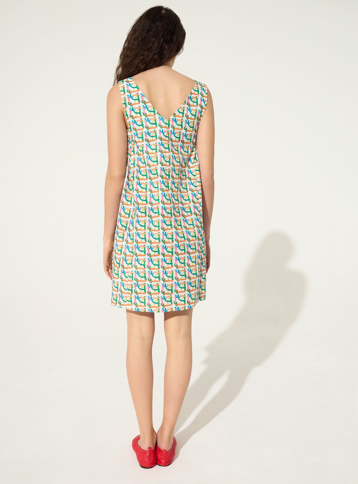 Robe droite imprimée en coton
