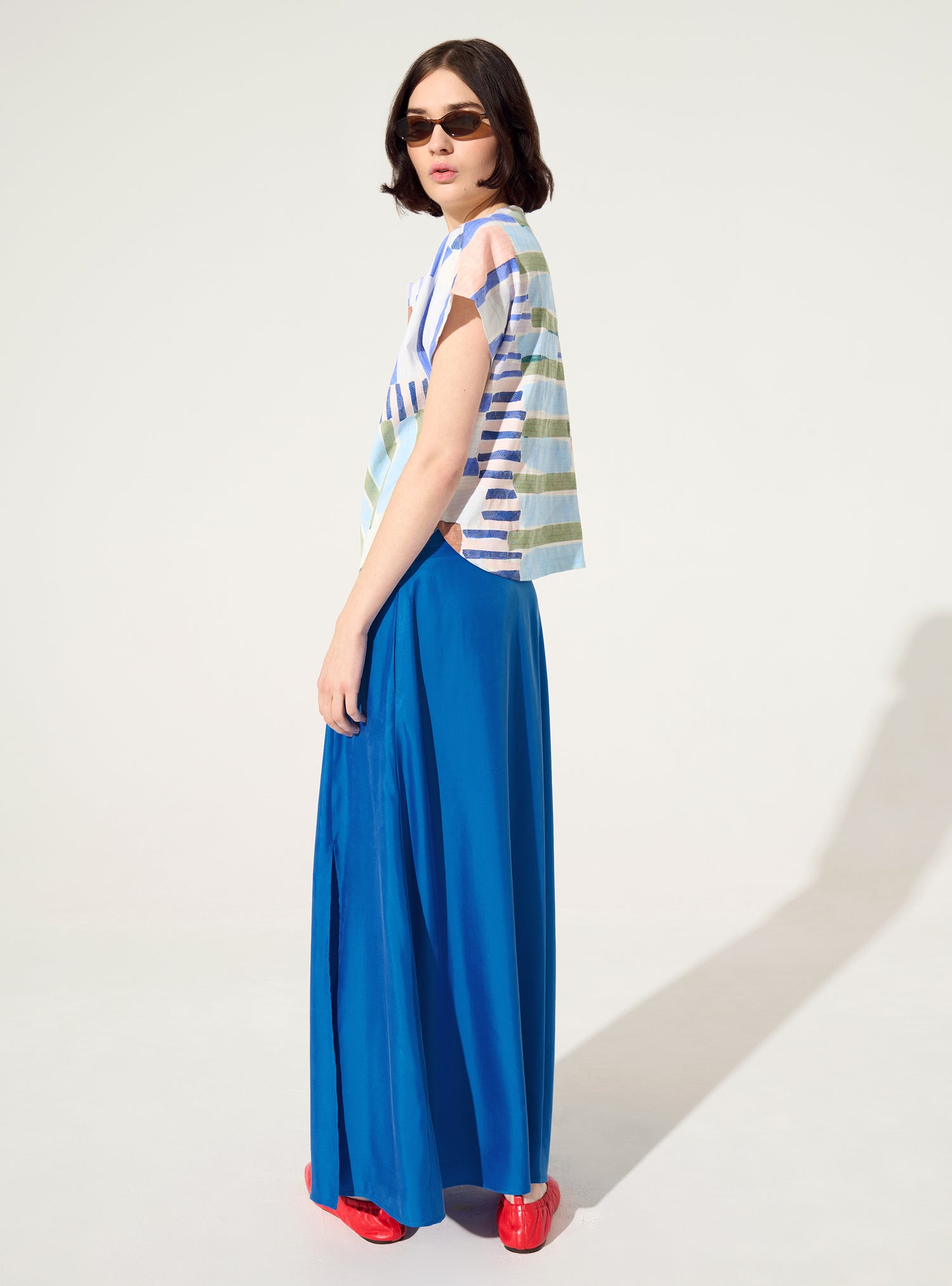 blue cupro skirt